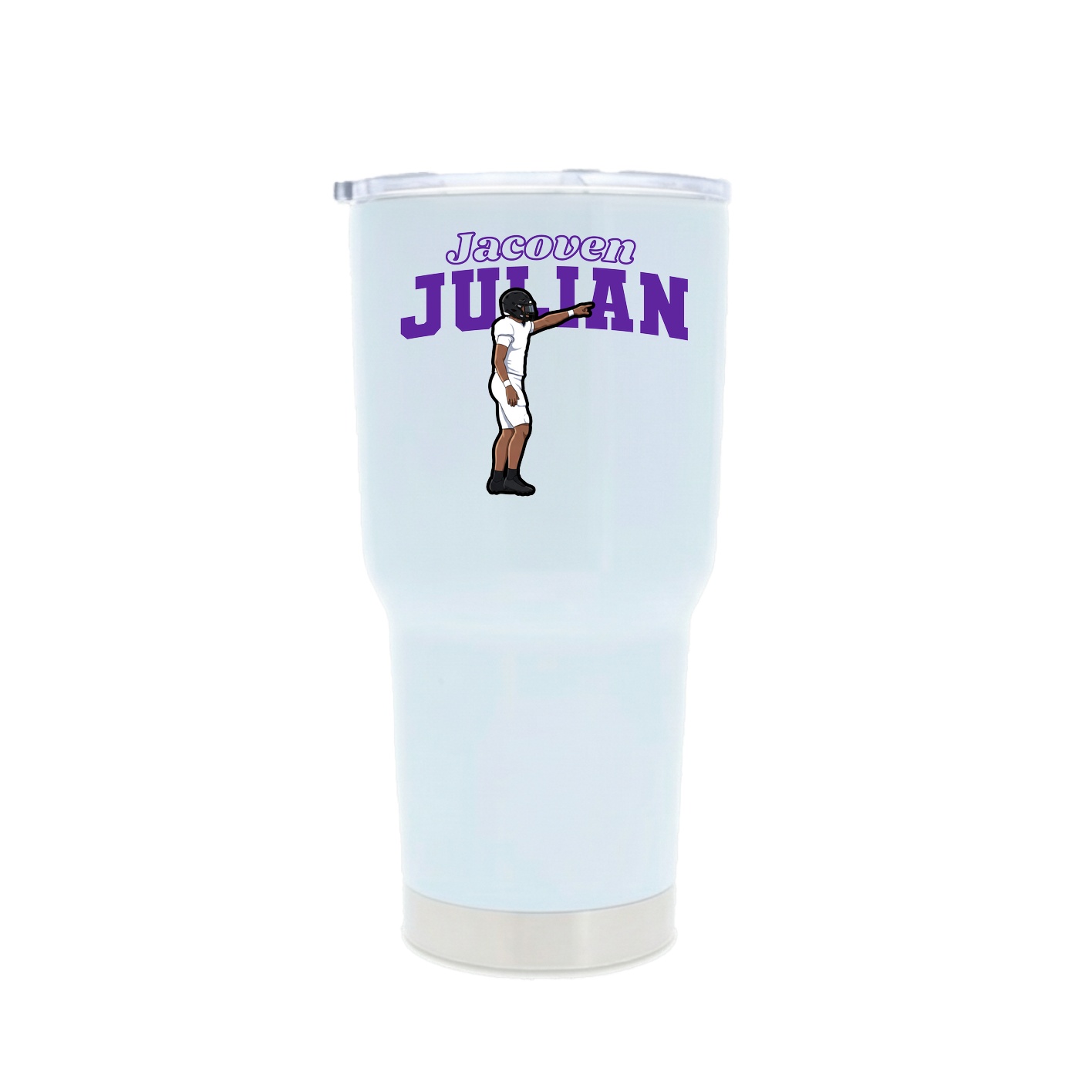 30oz Stainless Steel Tumbler — Name Arch in White