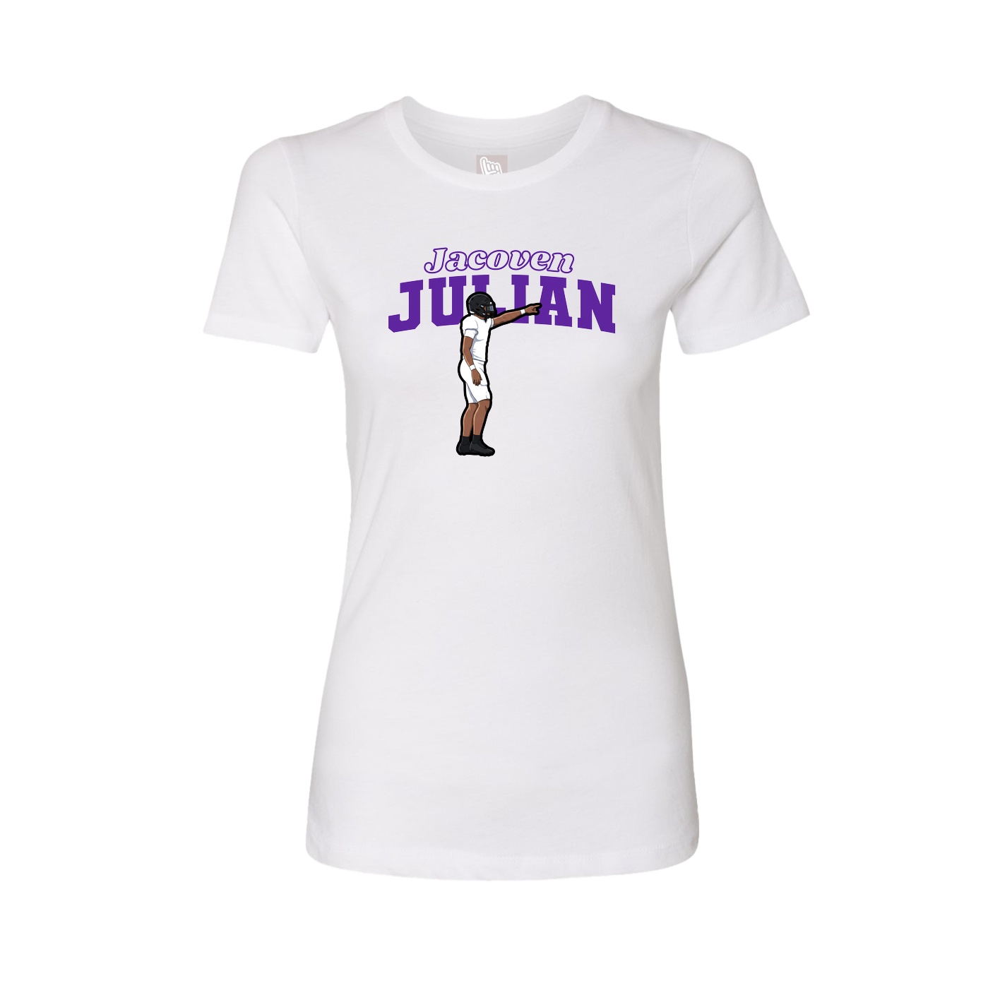 Womens Tee — Name Arch in White