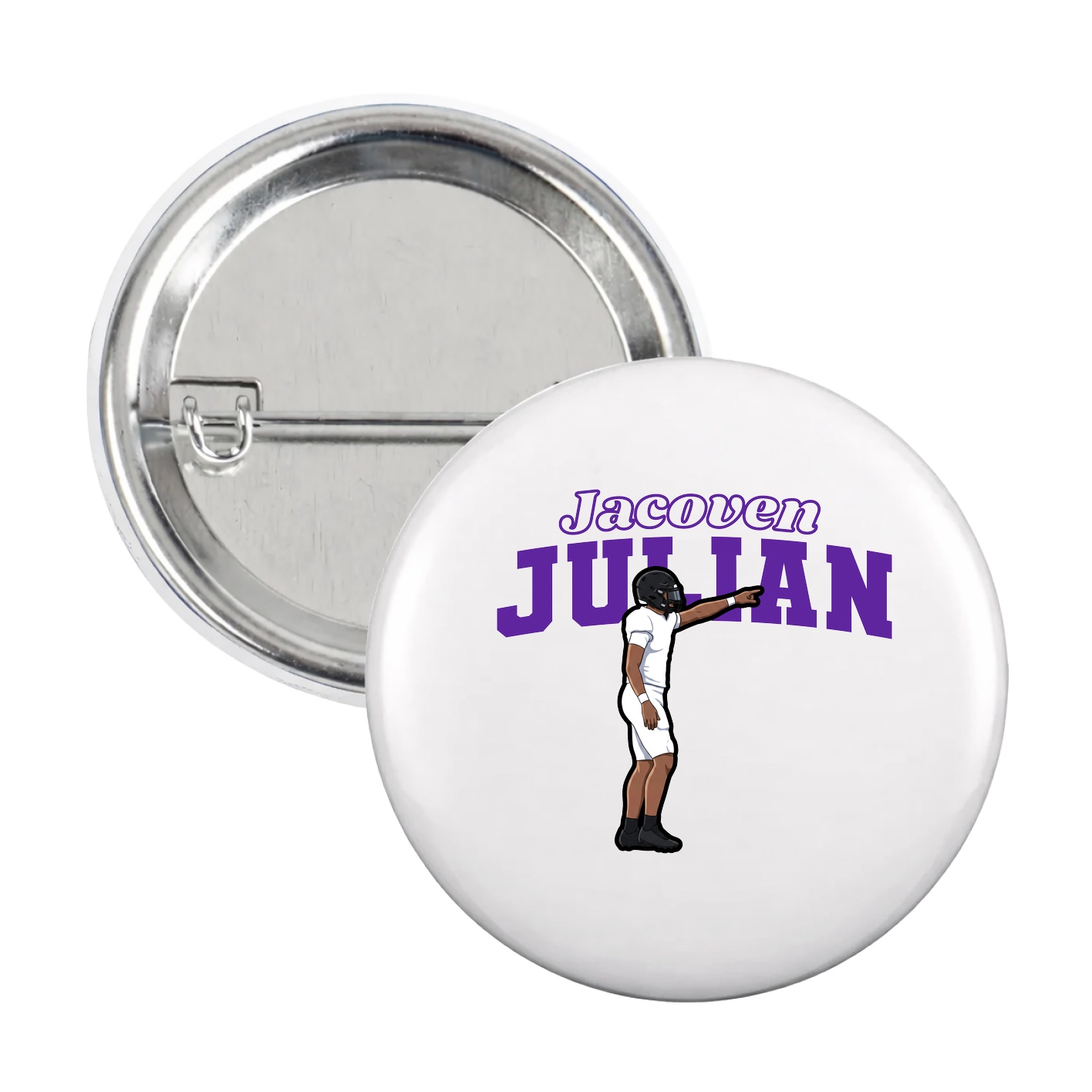 Game Day Button — Name Arch in White