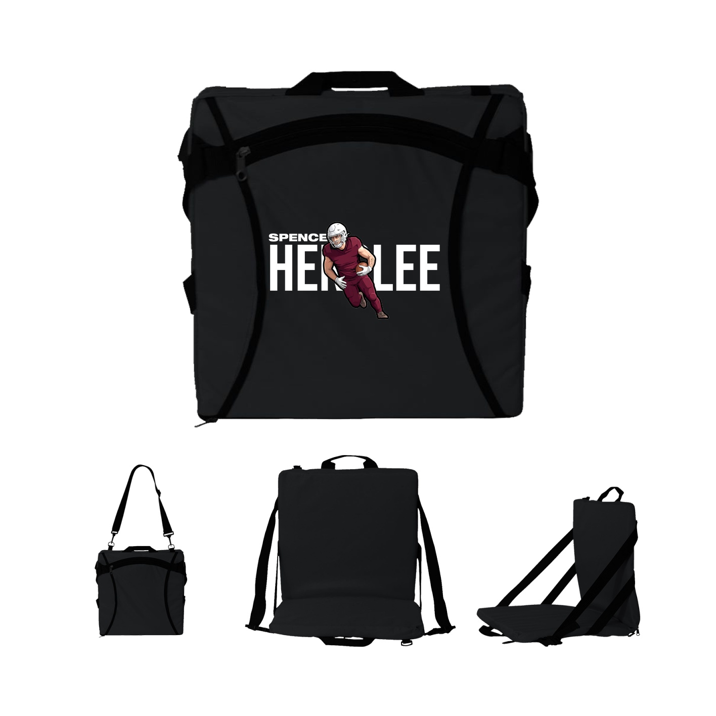 Folding Stadium Seat — Player Name in Black