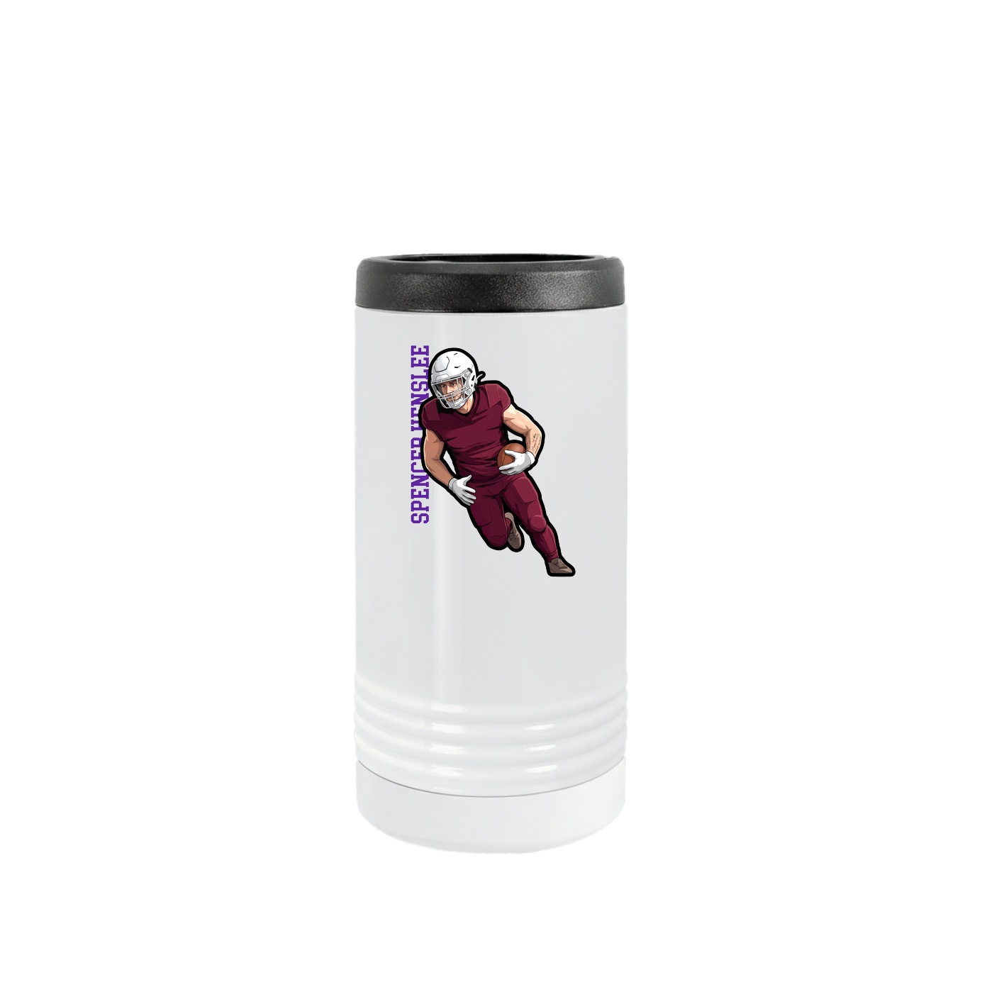 Slim Beverage Holder — Name Vertical in White