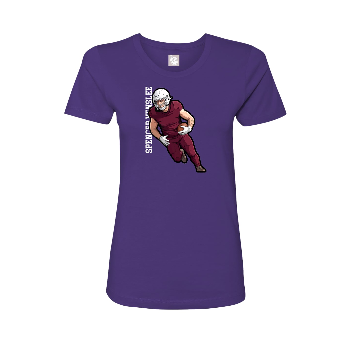 Fitted Women's Tee — Name Vertical in Purple