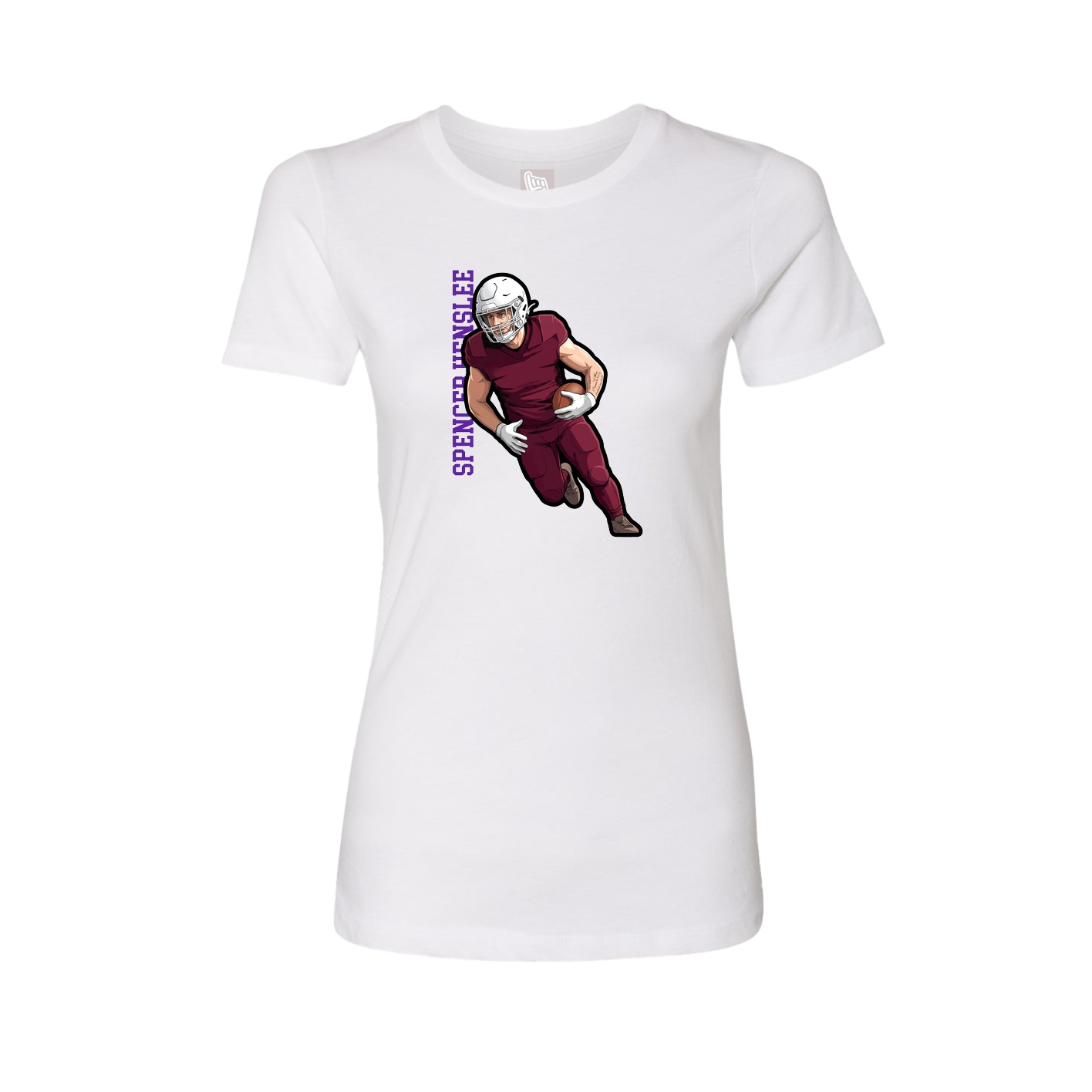 Fitted Women's Tee — Name Vertical in White