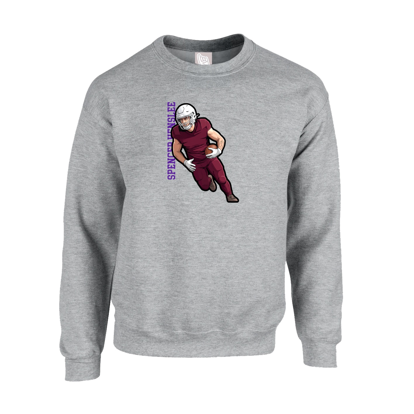 Fleece Crew — Name Vertical in Grey