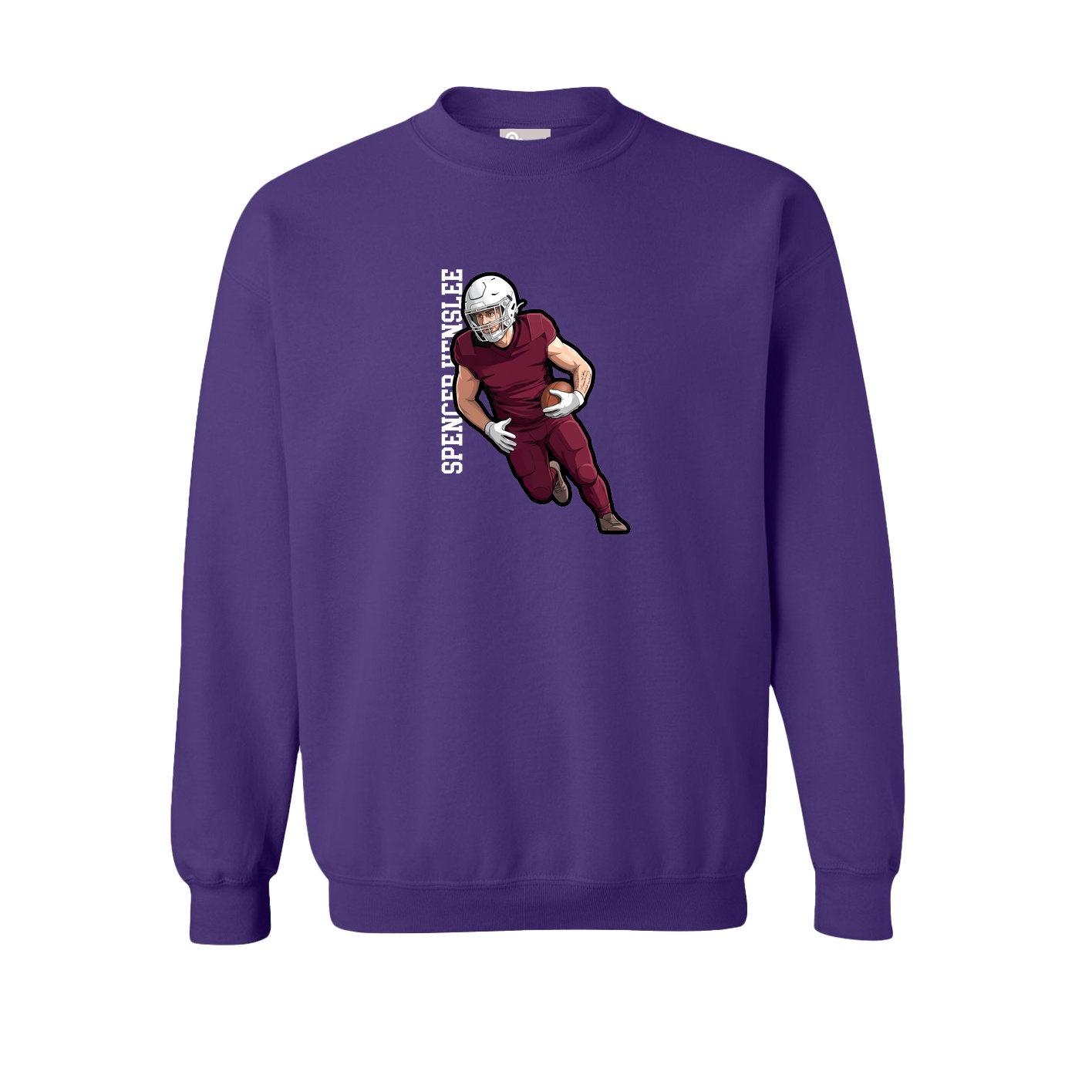 Fleece Crew — Name Vertical in Purple