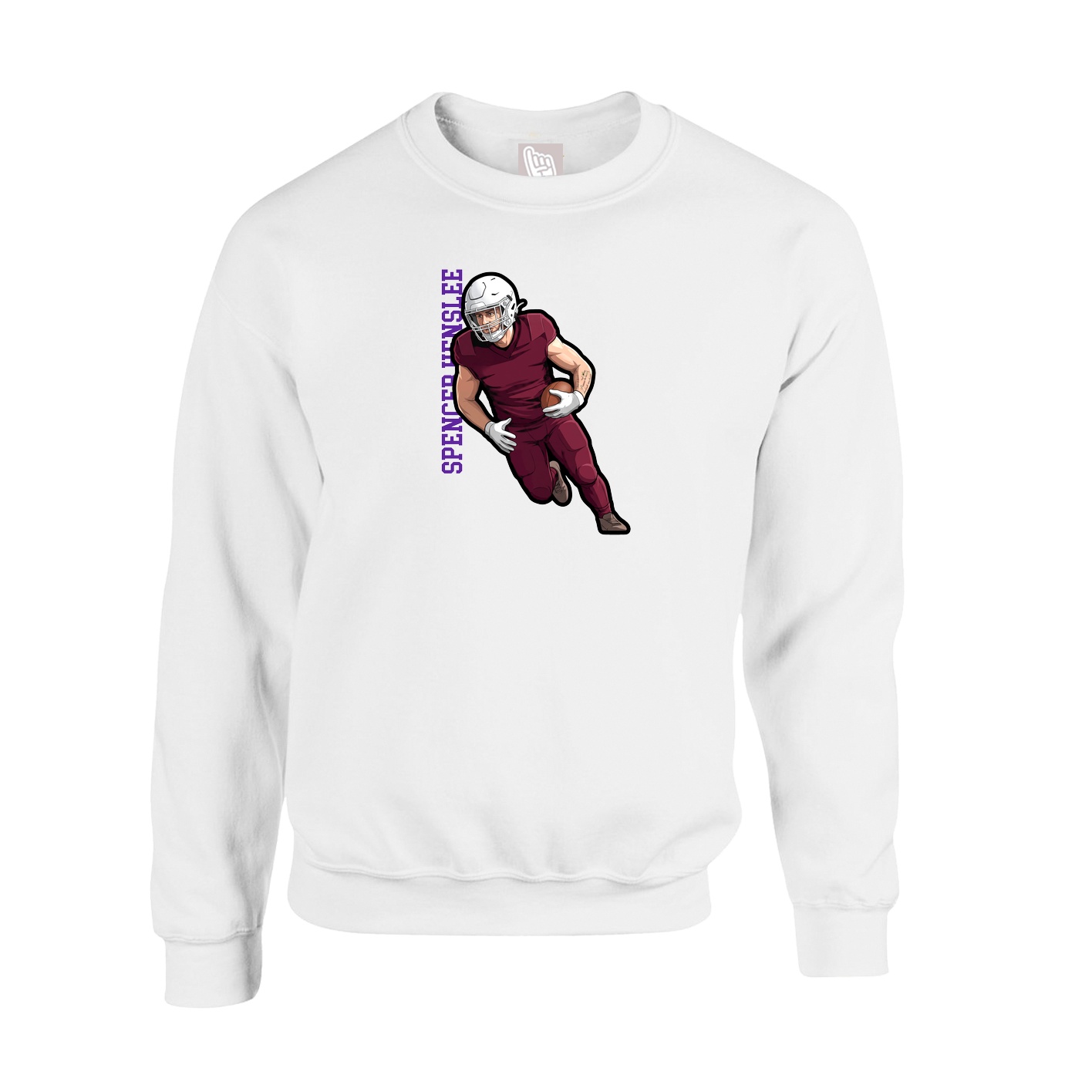Fleece Crew — Name Vertical in White
