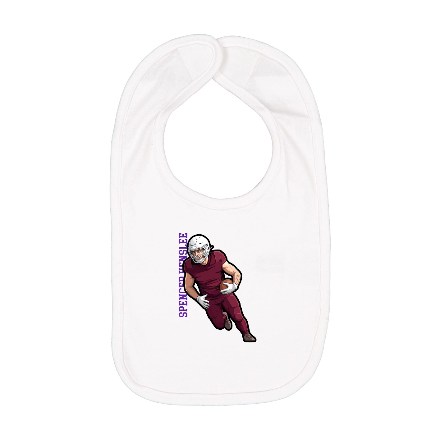 Infant Bib — Name Vertical in White