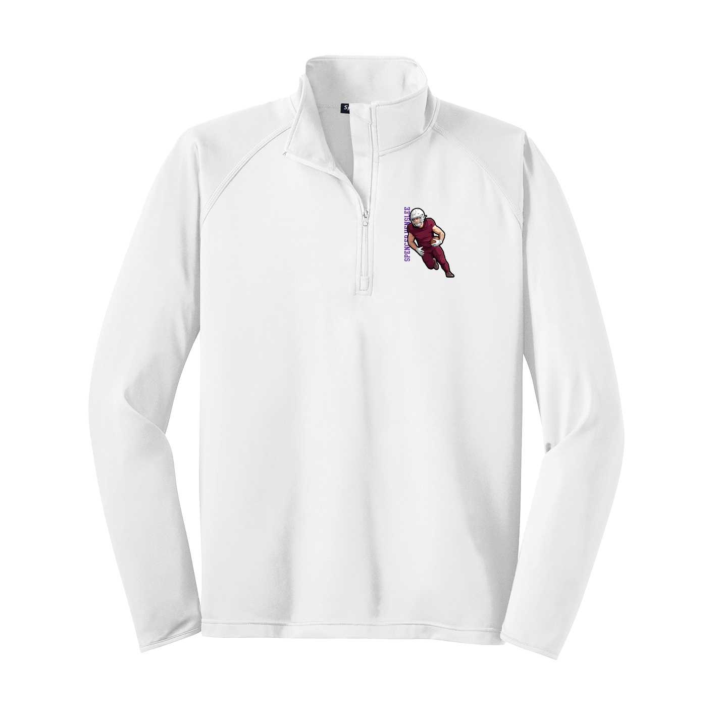 Q-Zip Pullover — Name Vertical in White