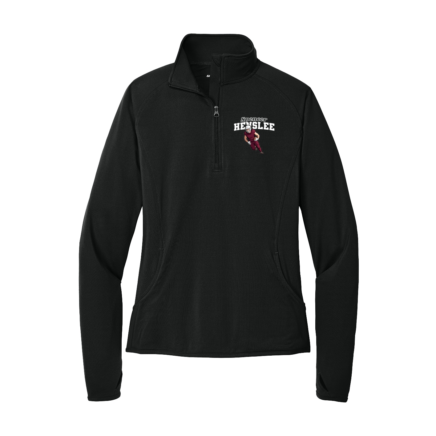 Women's Q-Zip Pullover — Name Arch in Black