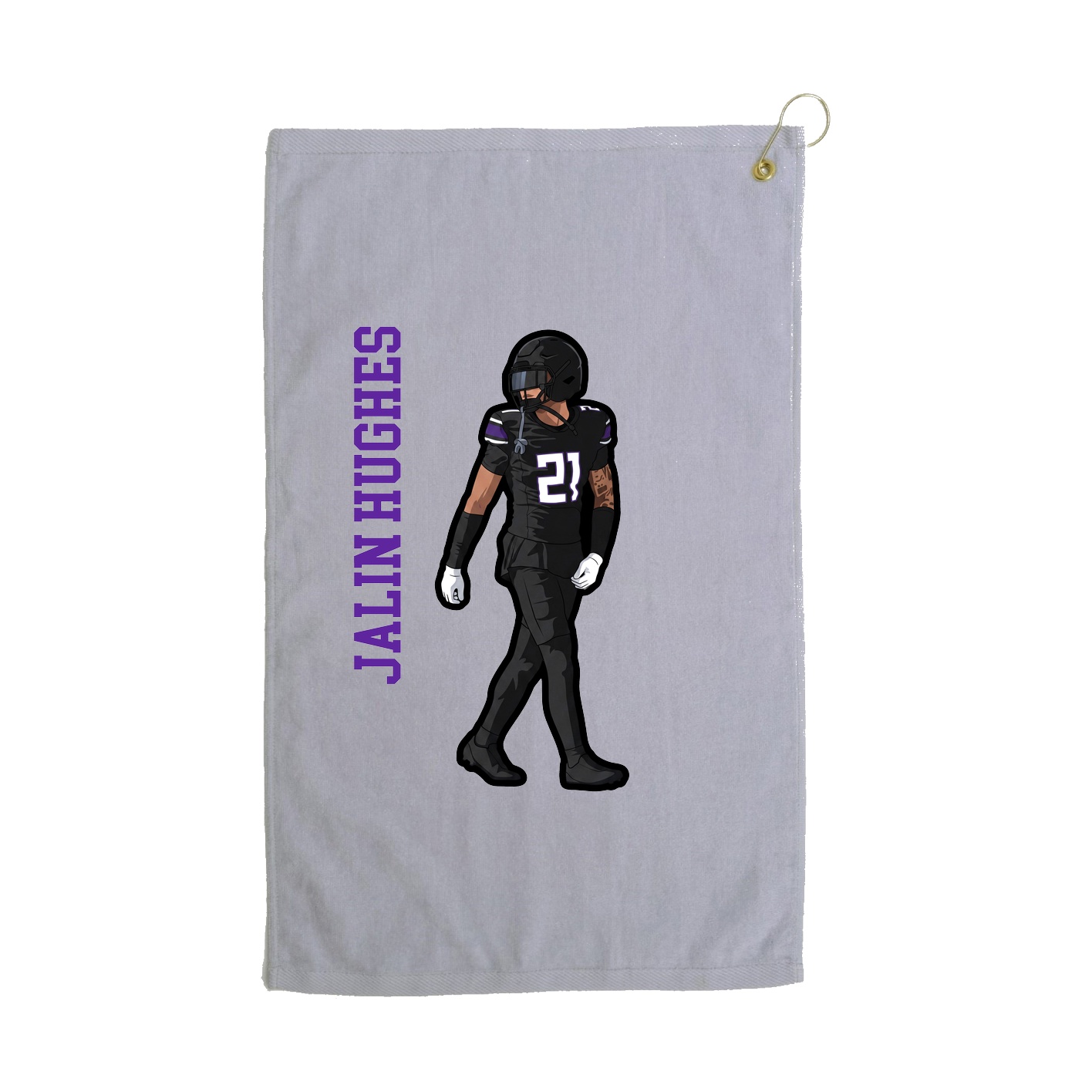 Golf Towel — Name Vertical in Grey