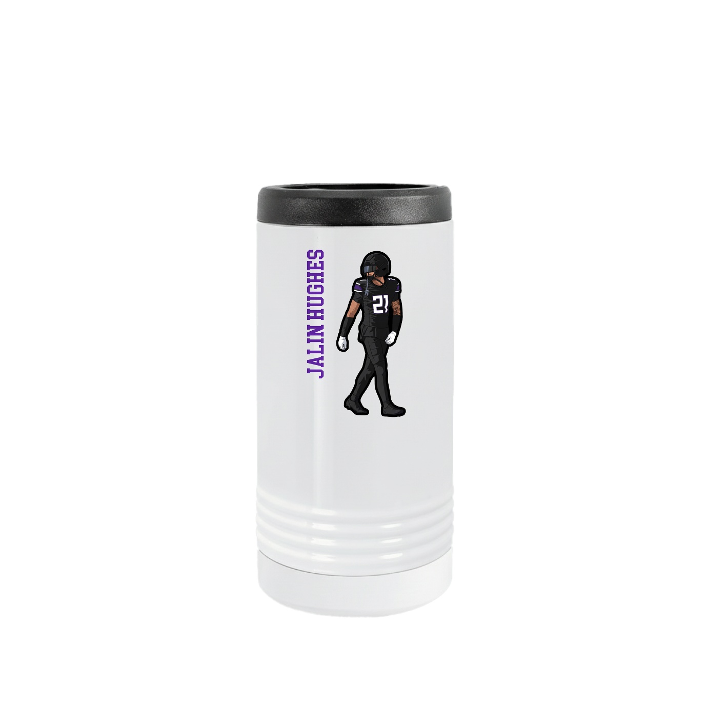 Slim Beverage Holder — Name Vertical in White