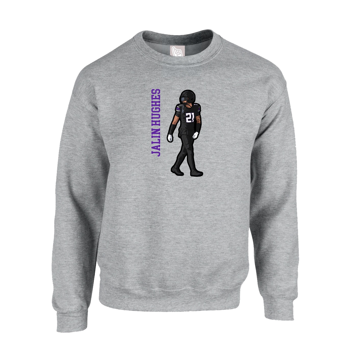 Fleece Crew — Name Vertical in Grey