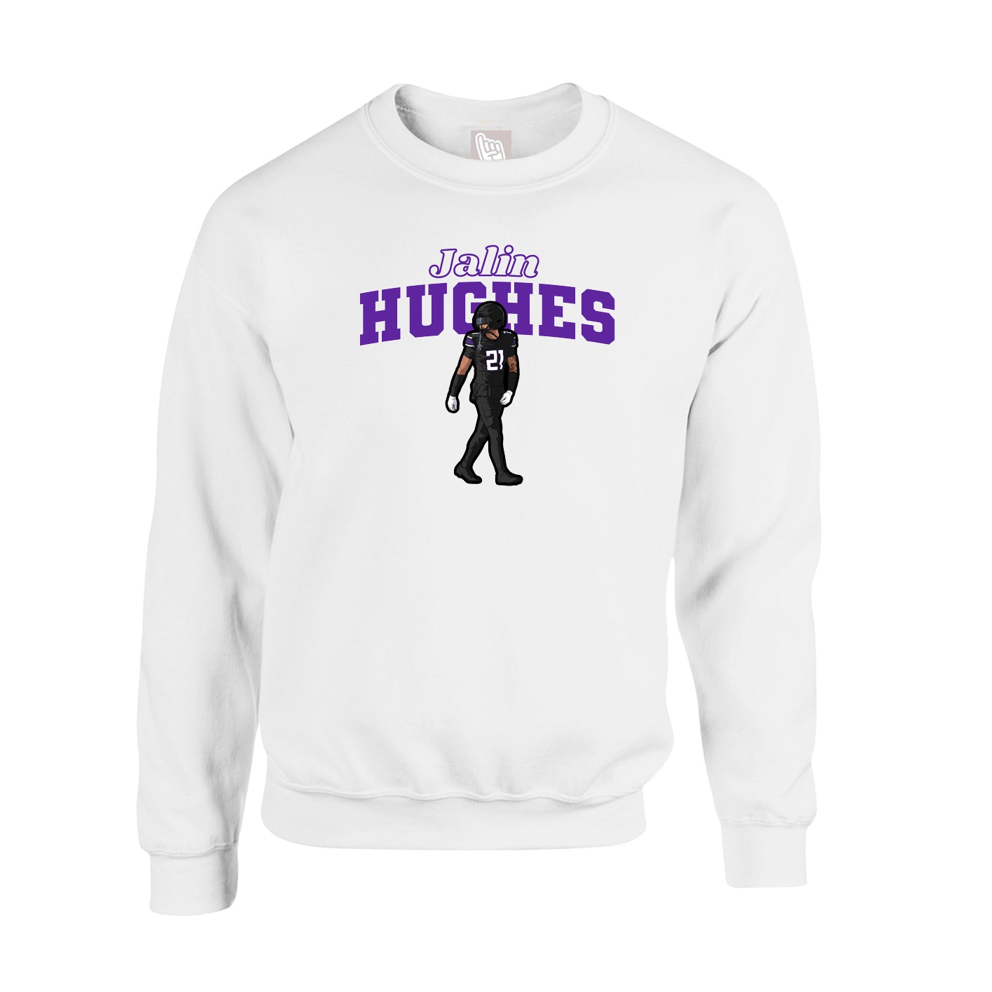Fleece Crew — Name Arch in White