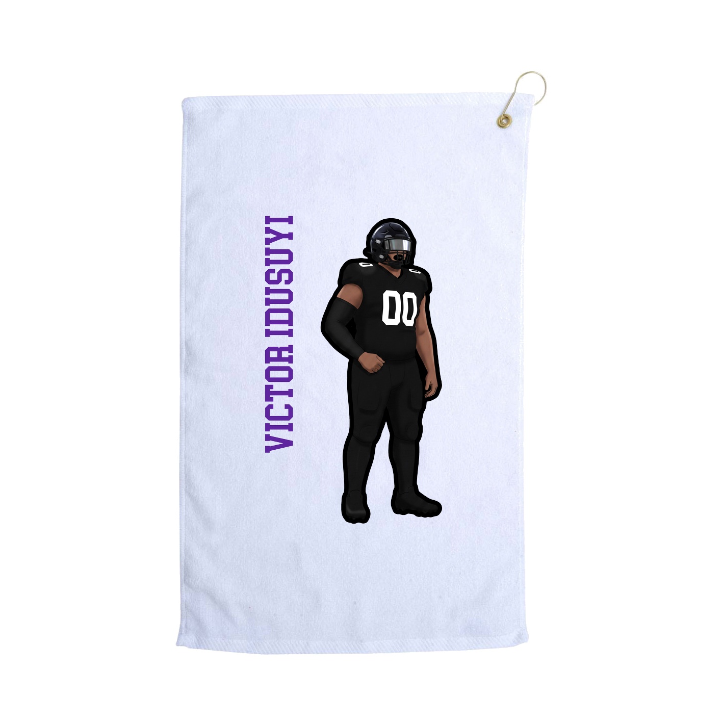 Golf Towel — Name Vertical in White