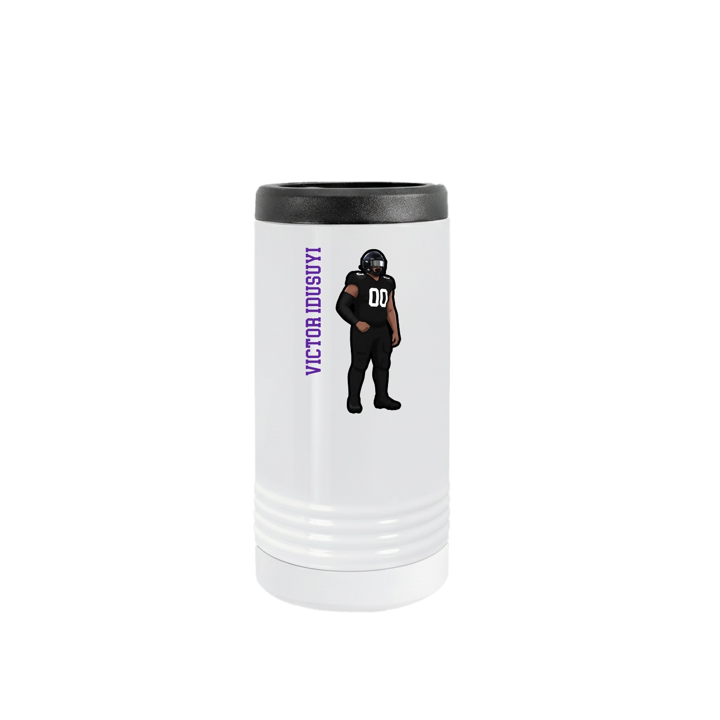 Slim Beverage Holder — Name Vertical in White