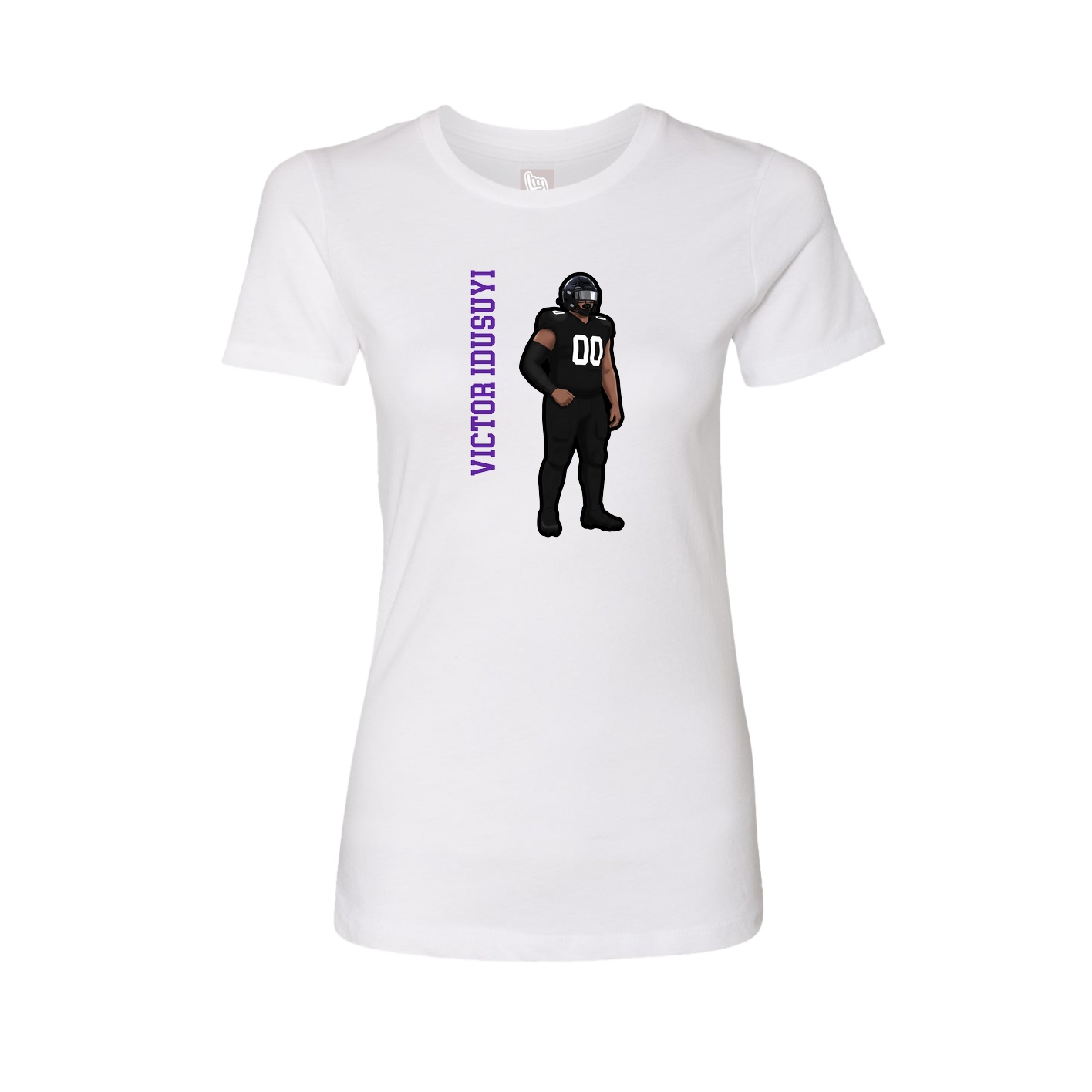 Fitted Women's Tee — Name Vertical in White