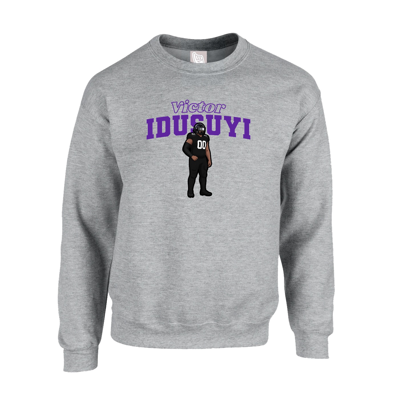 Fleece Crew — Name Arch in Grey