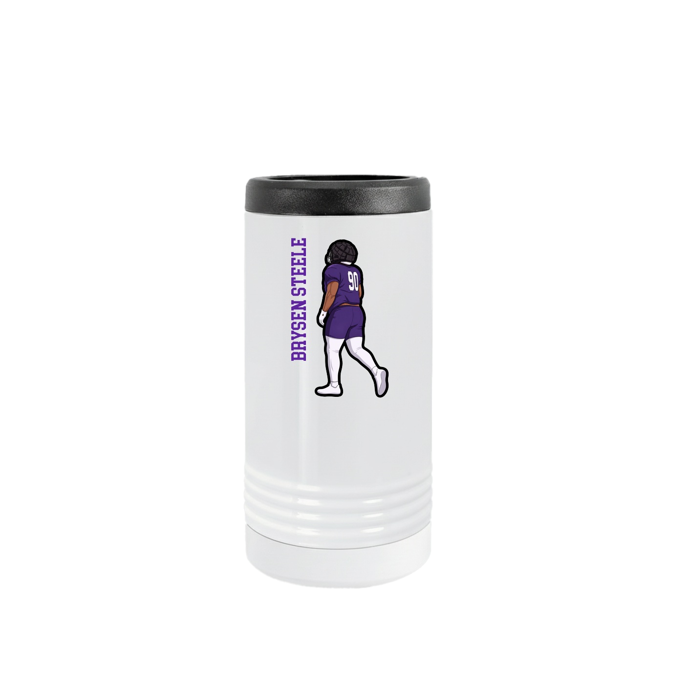 Slim Beverage Holder — Name Vertical in White
