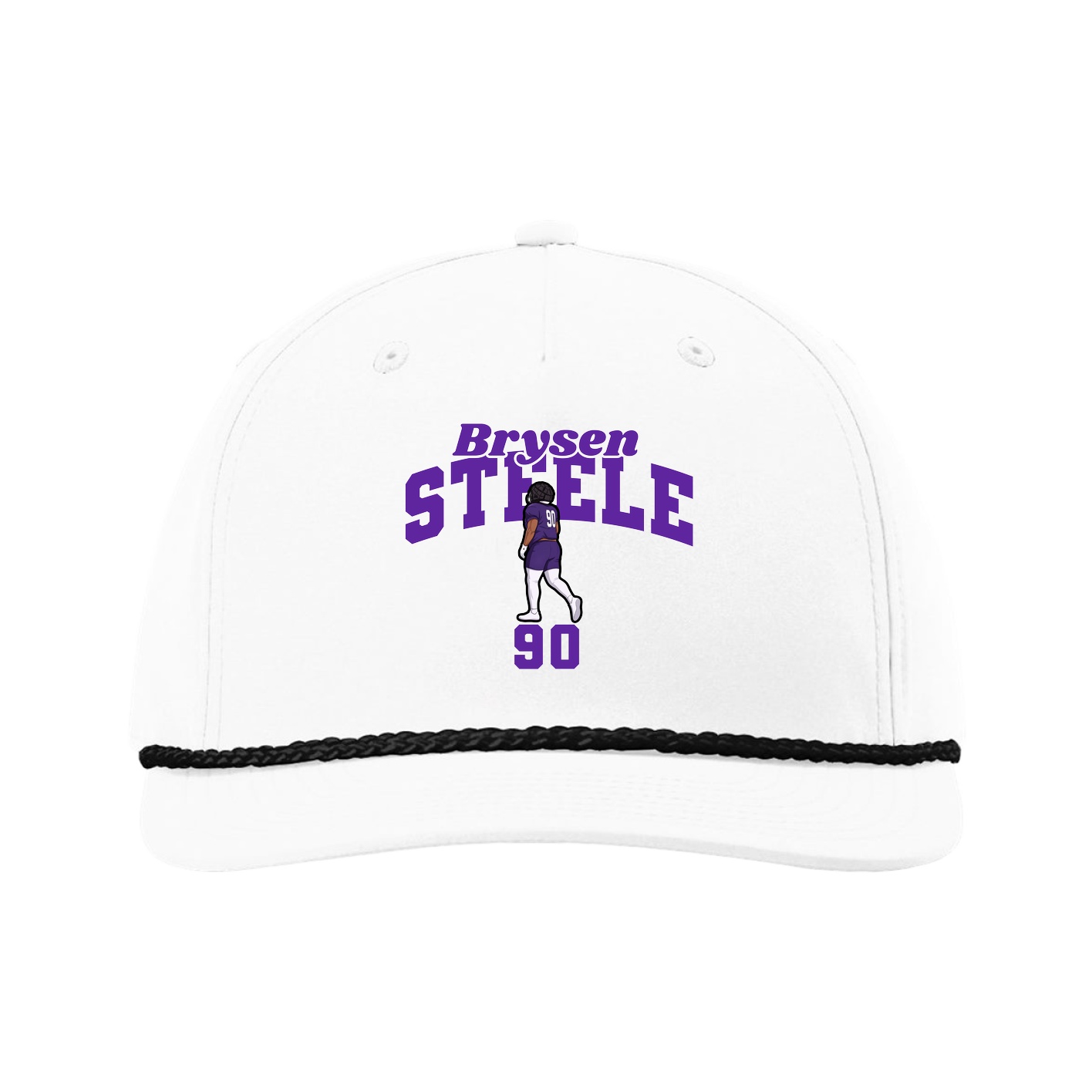 Five-Panel Classic Rope Cap — Signature Arch in White