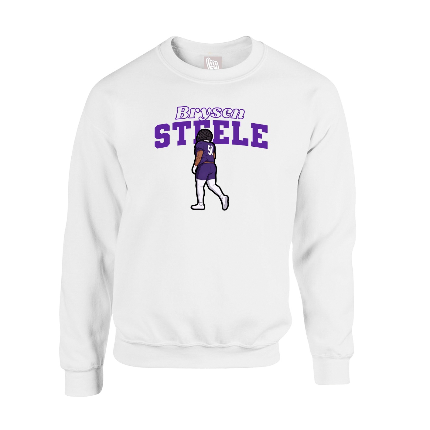 Fleece Crew — Name Arch in White
