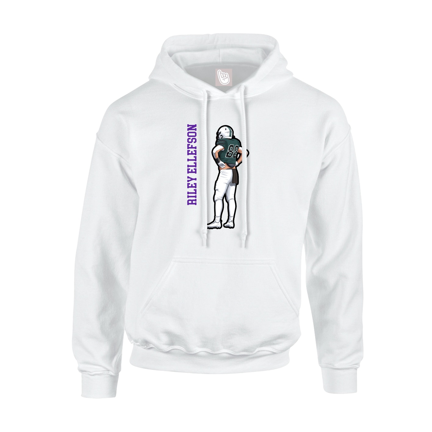 Youth Hoodie — Name Vertical in White
