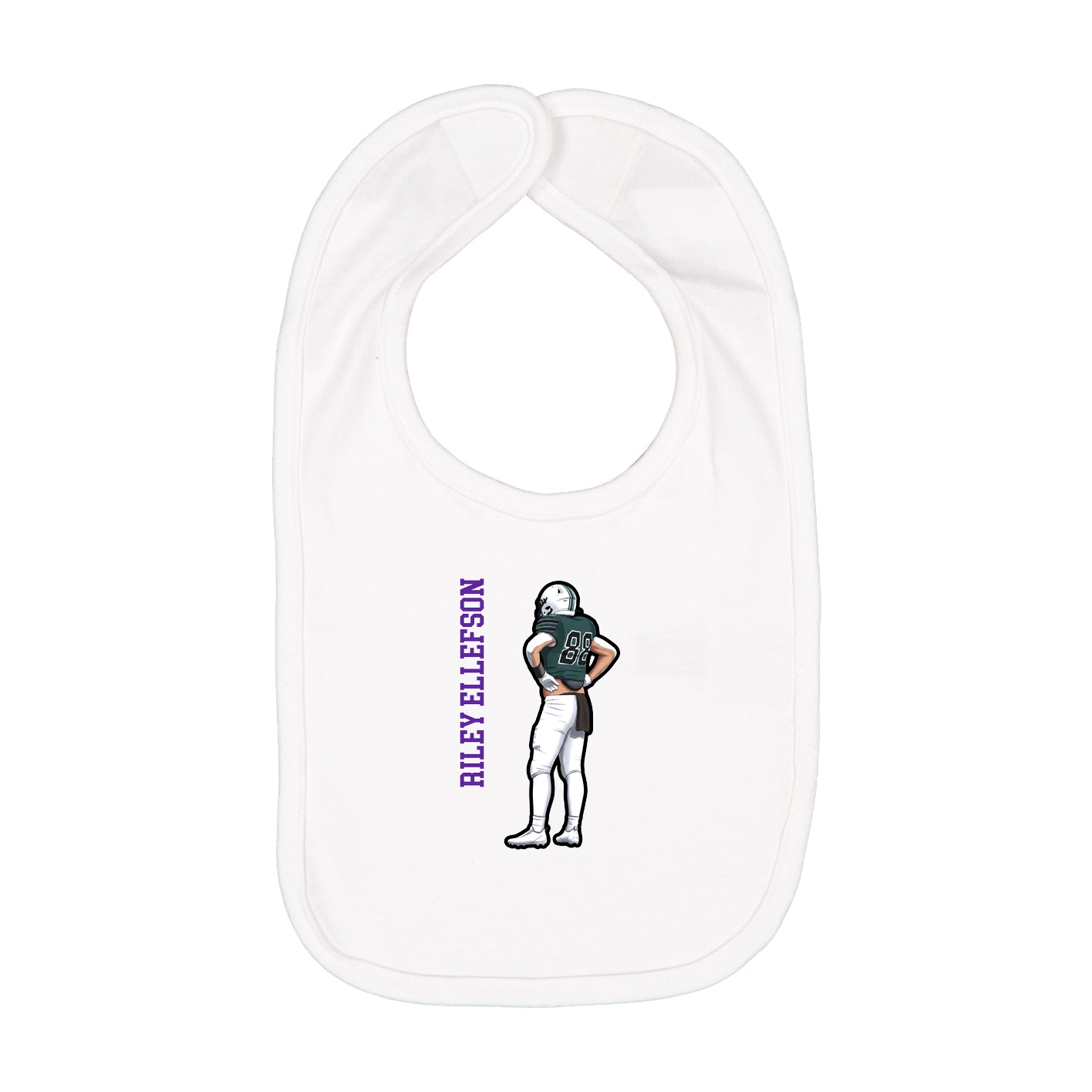 Infant Bib — Name Vertical in White