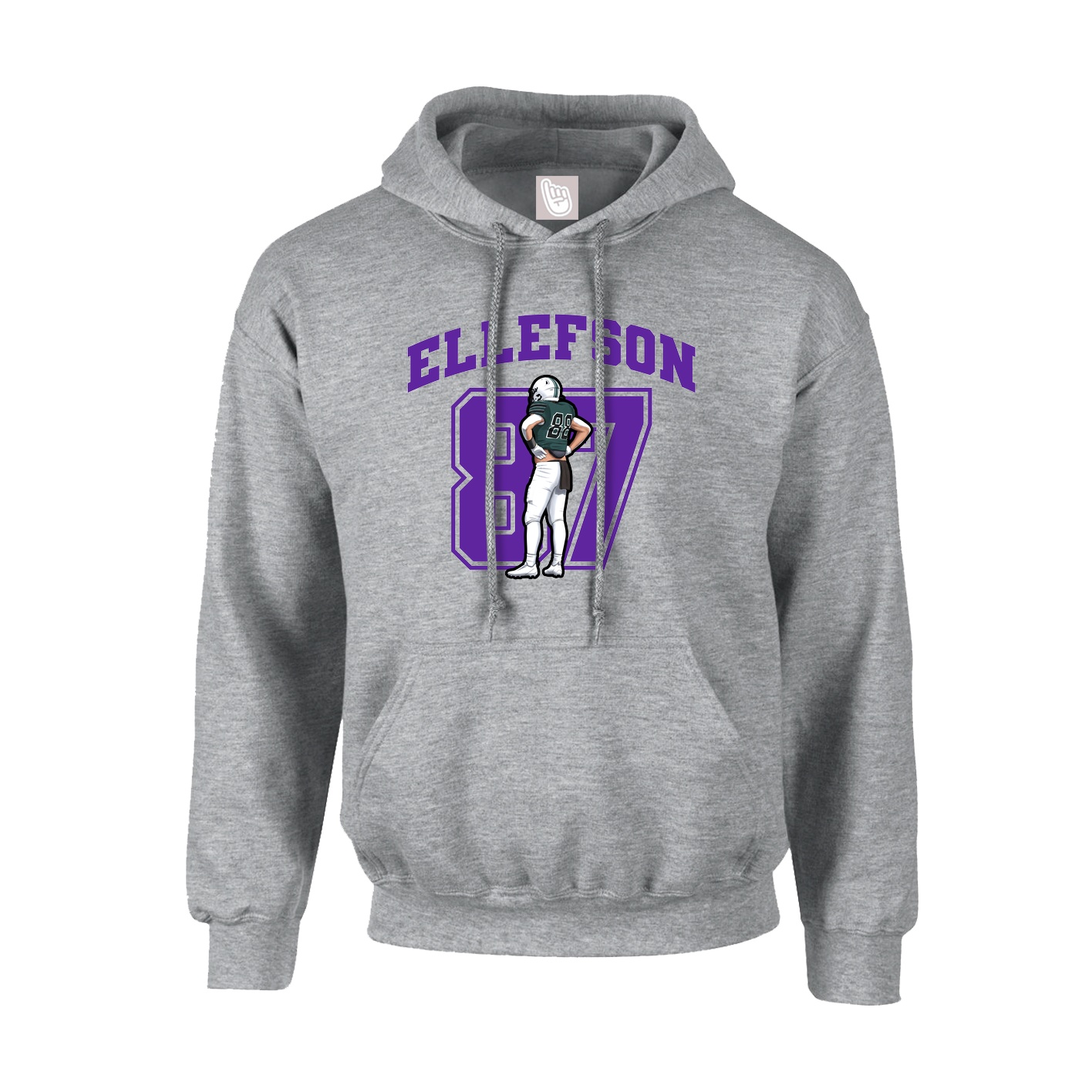 Youth Hoodie — Number in Grey