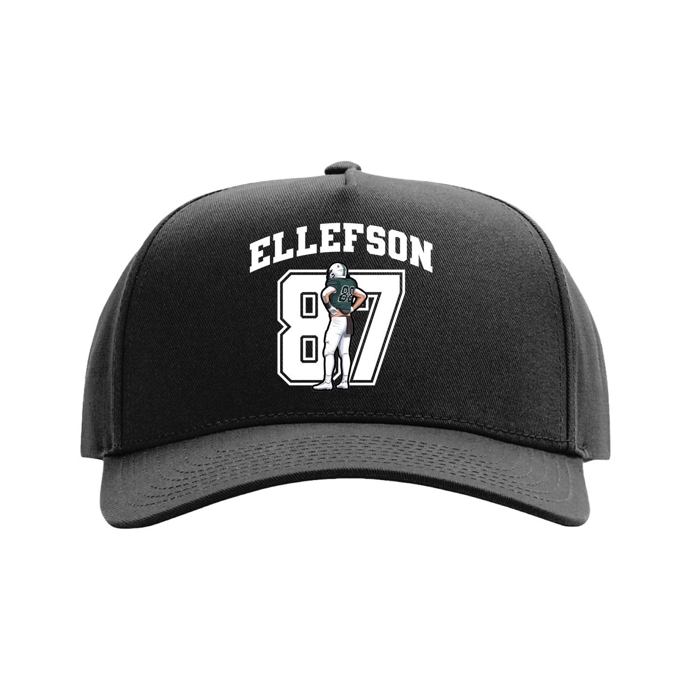Full Fabric Five-Panel Champ Cap — Number in Black