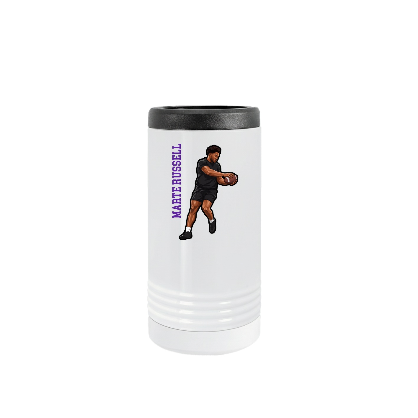 Slim Beverage Holder — Name Vertical in White