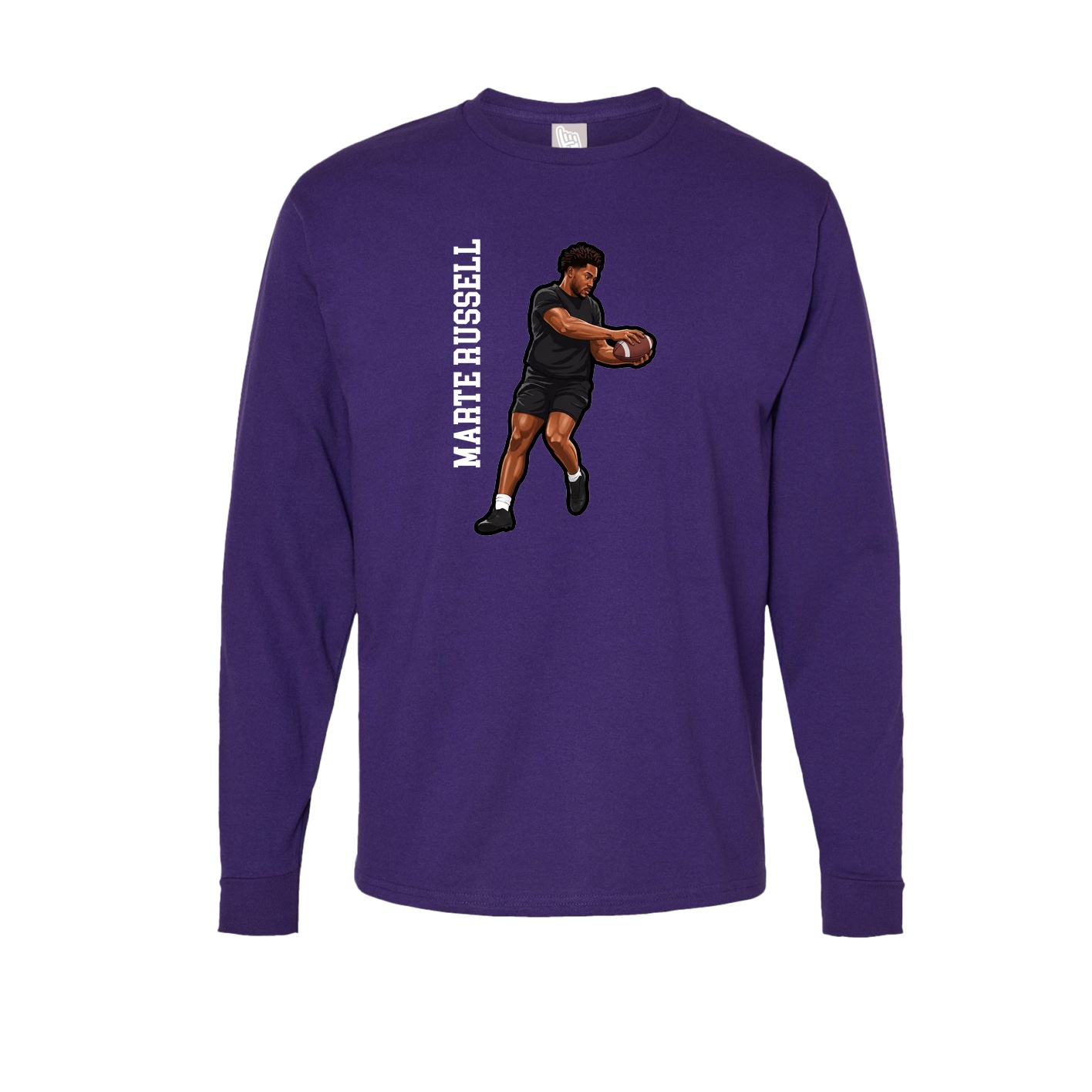 Long Sleeve Tee — Name Vertical in Purple