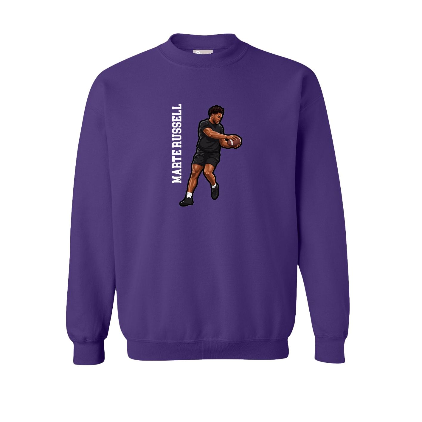 Fleece Crew — Name Vertical in Purple