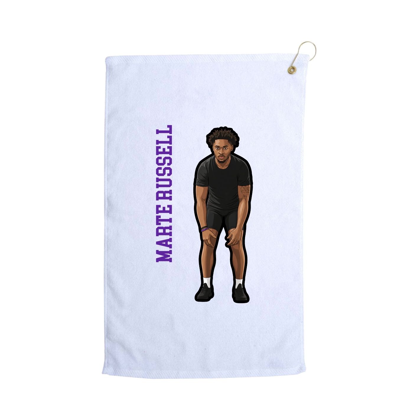 Golf Towel — Name Vertical in White