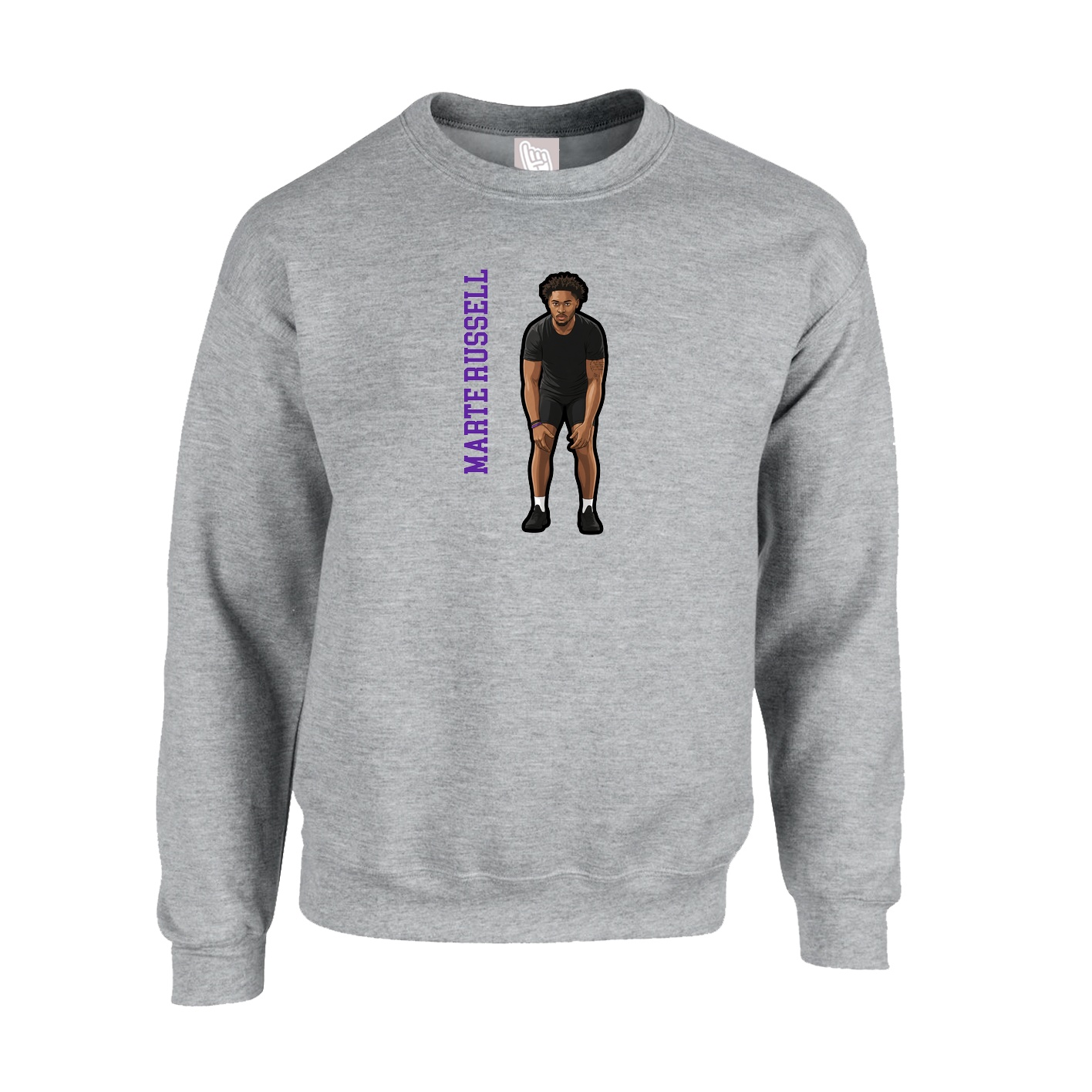 Fleece Crew — Name Vertical in Grey