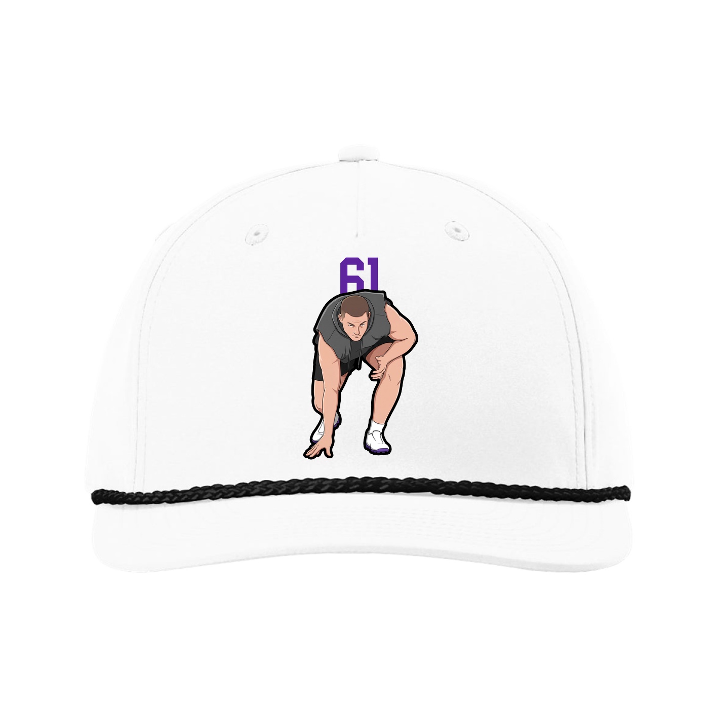 Five-Panel Classic Rope Cap — Number Top in White