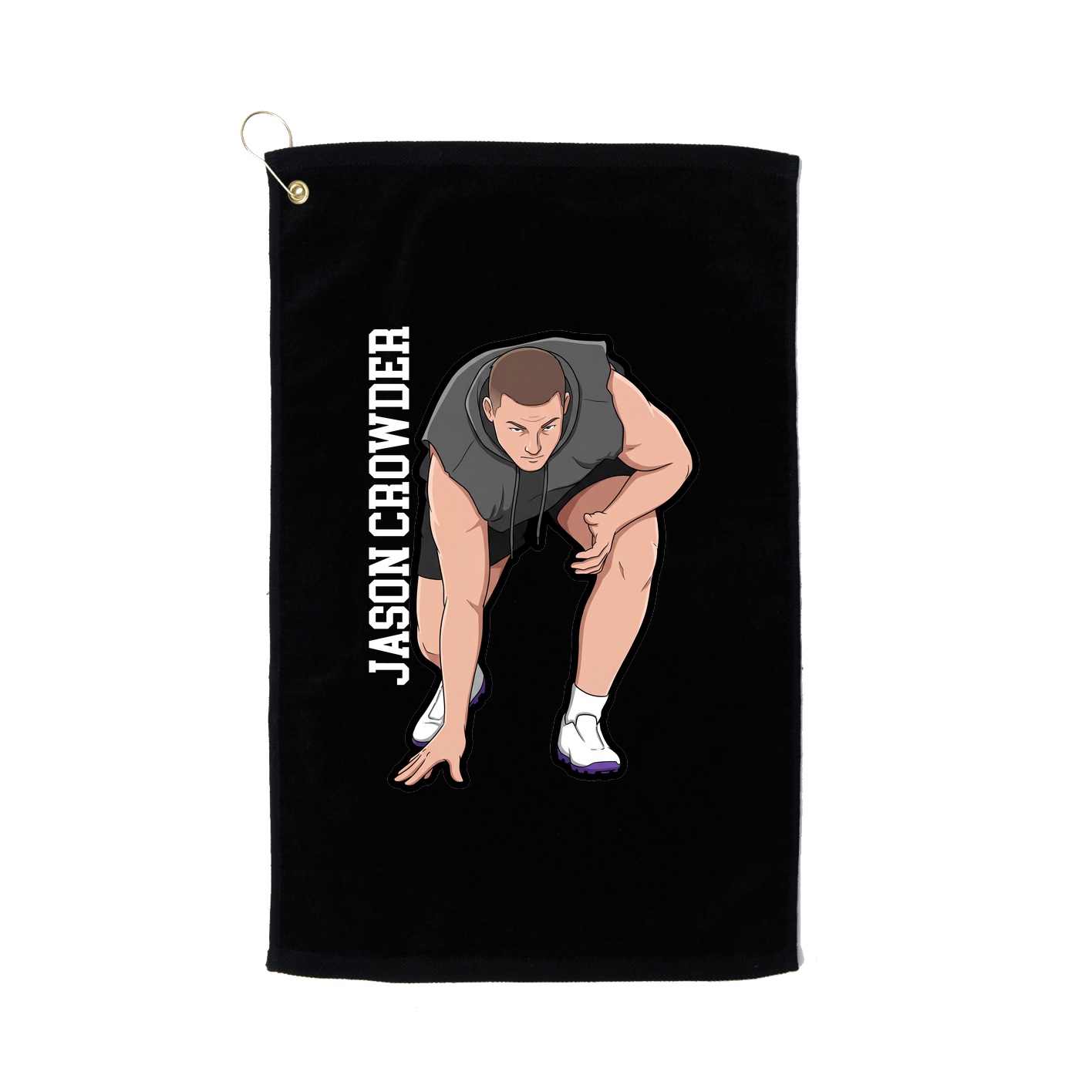 Golf Towel — Name Vertical in Black