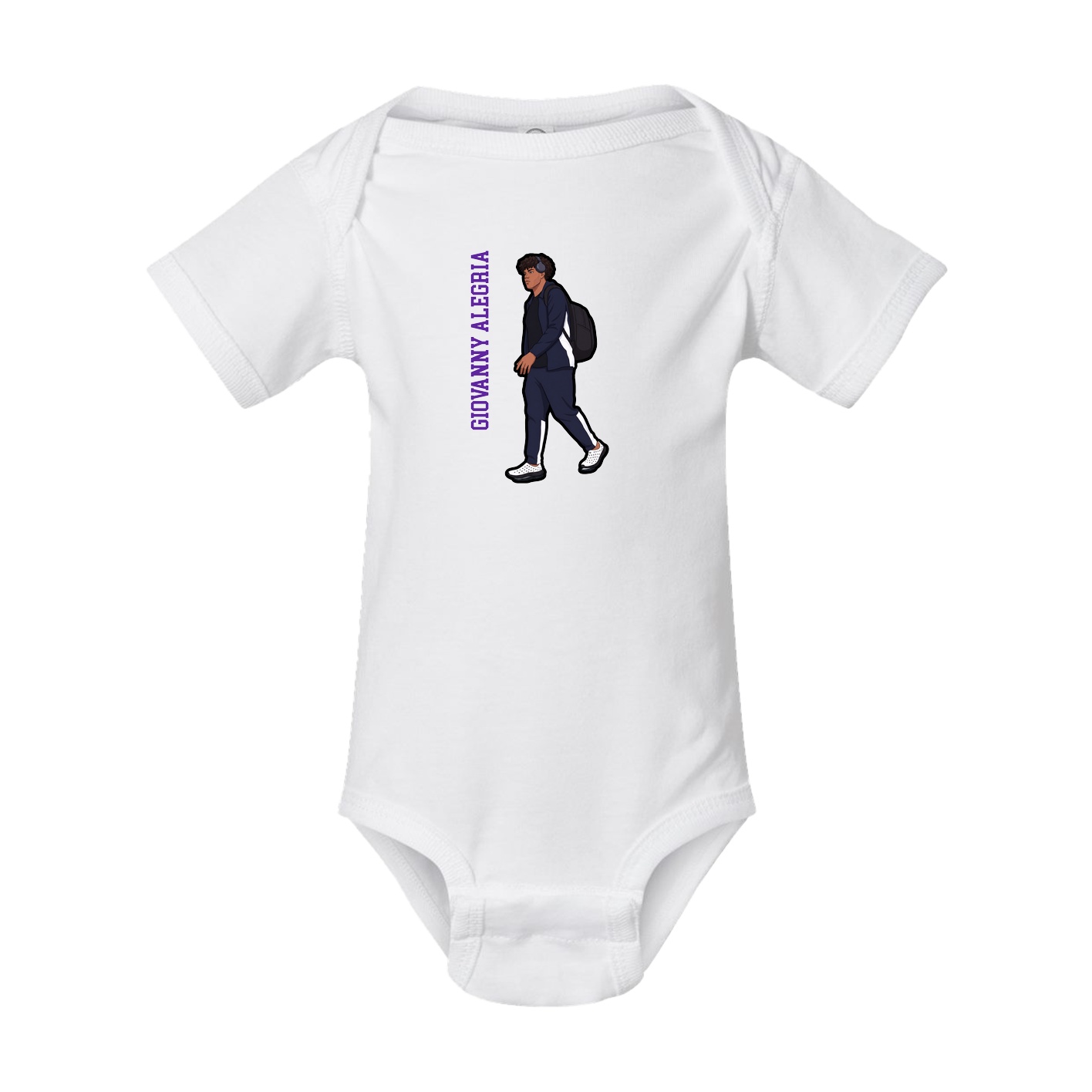 Baby Onesie — Name Vertical in White
