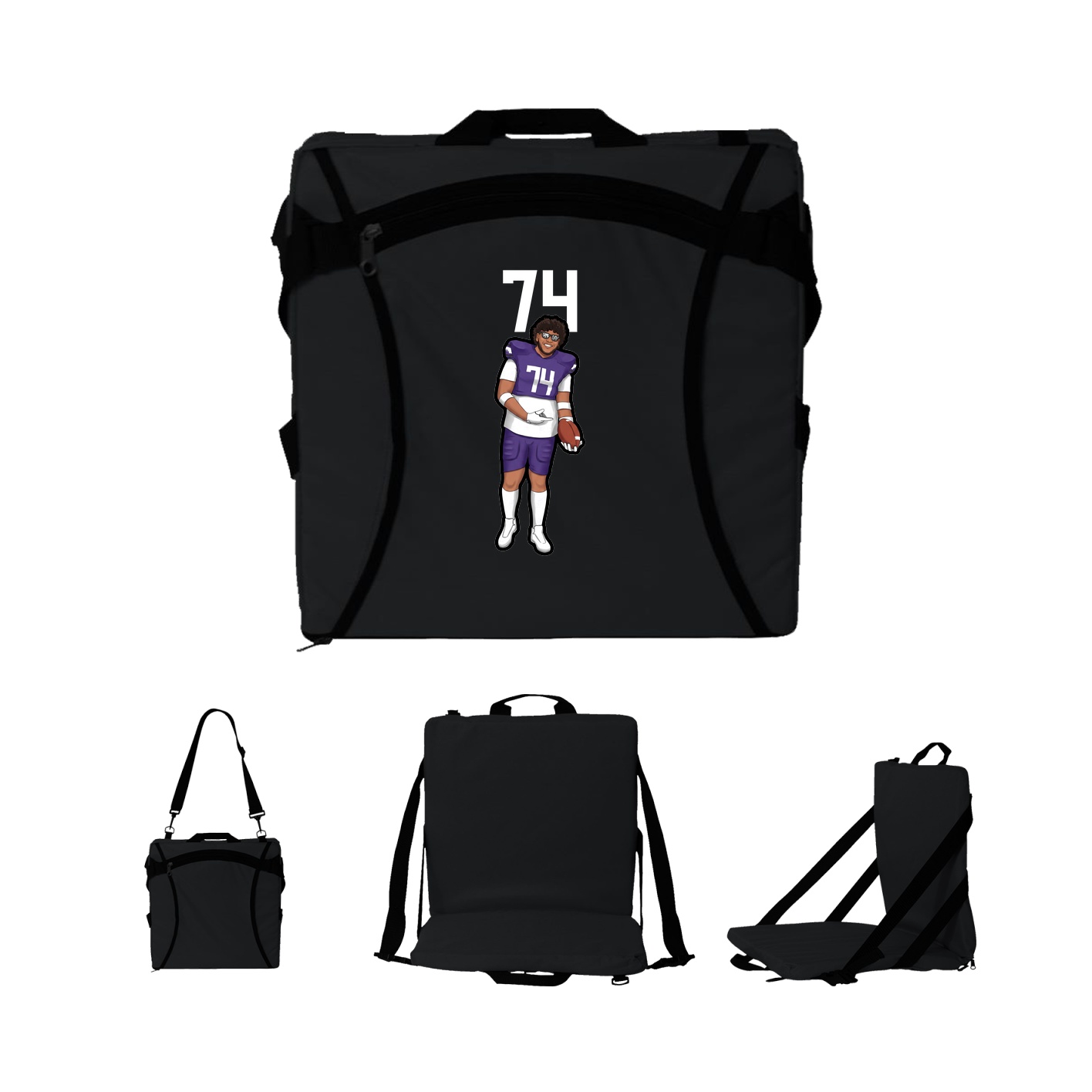 Folding Stadium Seat — Number Top in Black