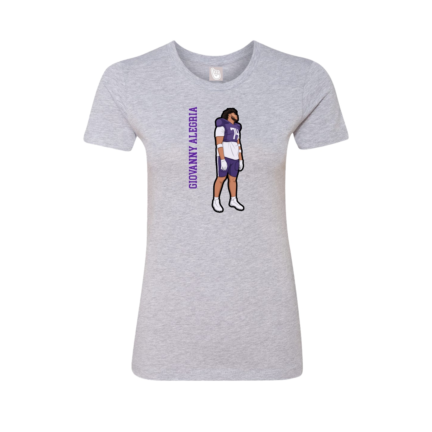 Fitted Women's Tee — Name Vertical in Grey