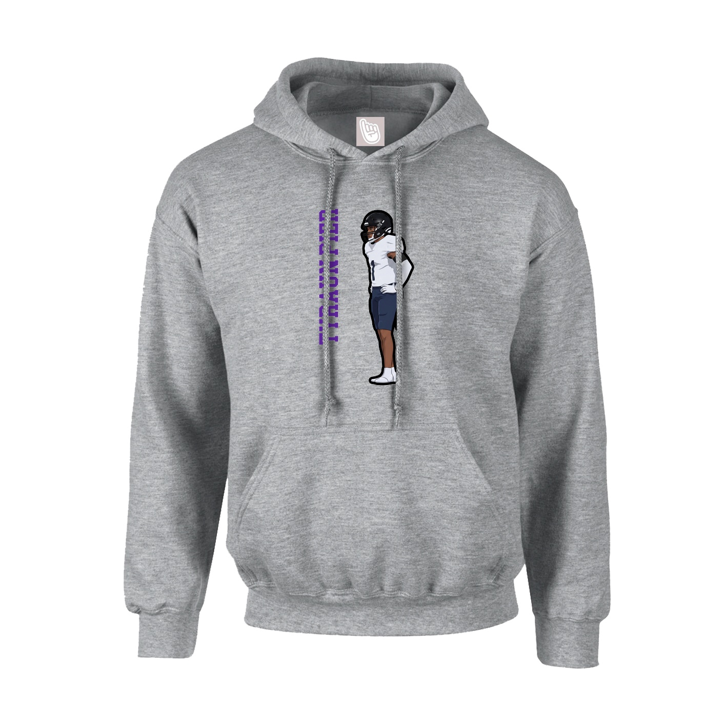 Youth Hoodie — Name Vertical in Grey