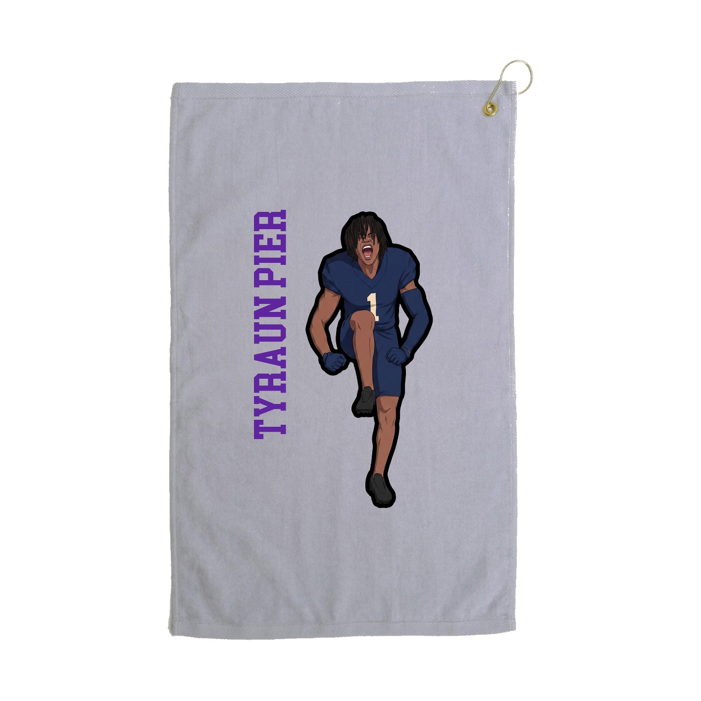 Golf Towel — Name Vertical in Grey