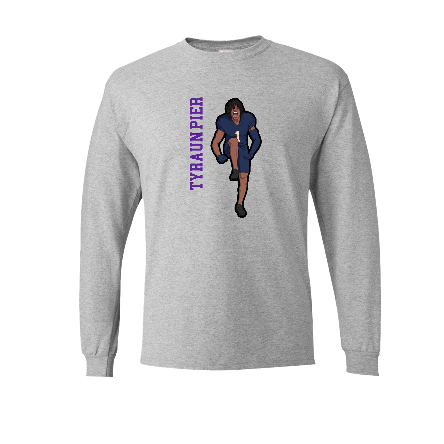 Long Sleeve Tee — Name Vertical in Grey
