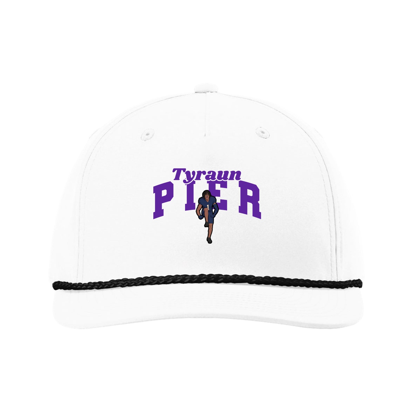 Five-Panel Classic Rope Cap — Signature Arch in White