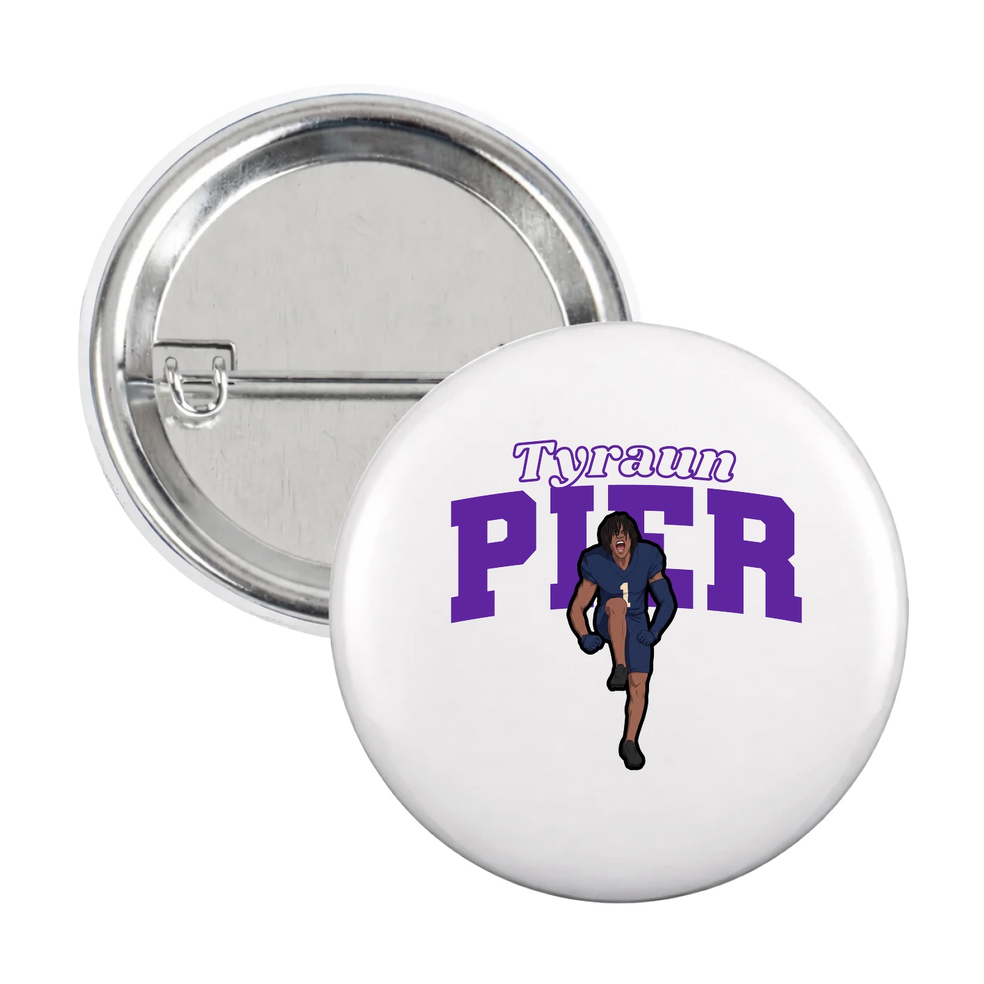 Game Day Button — Name Arch in White
