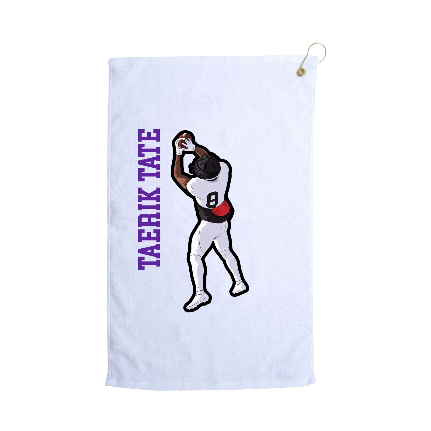 Golf Towel — Name Vertical in White