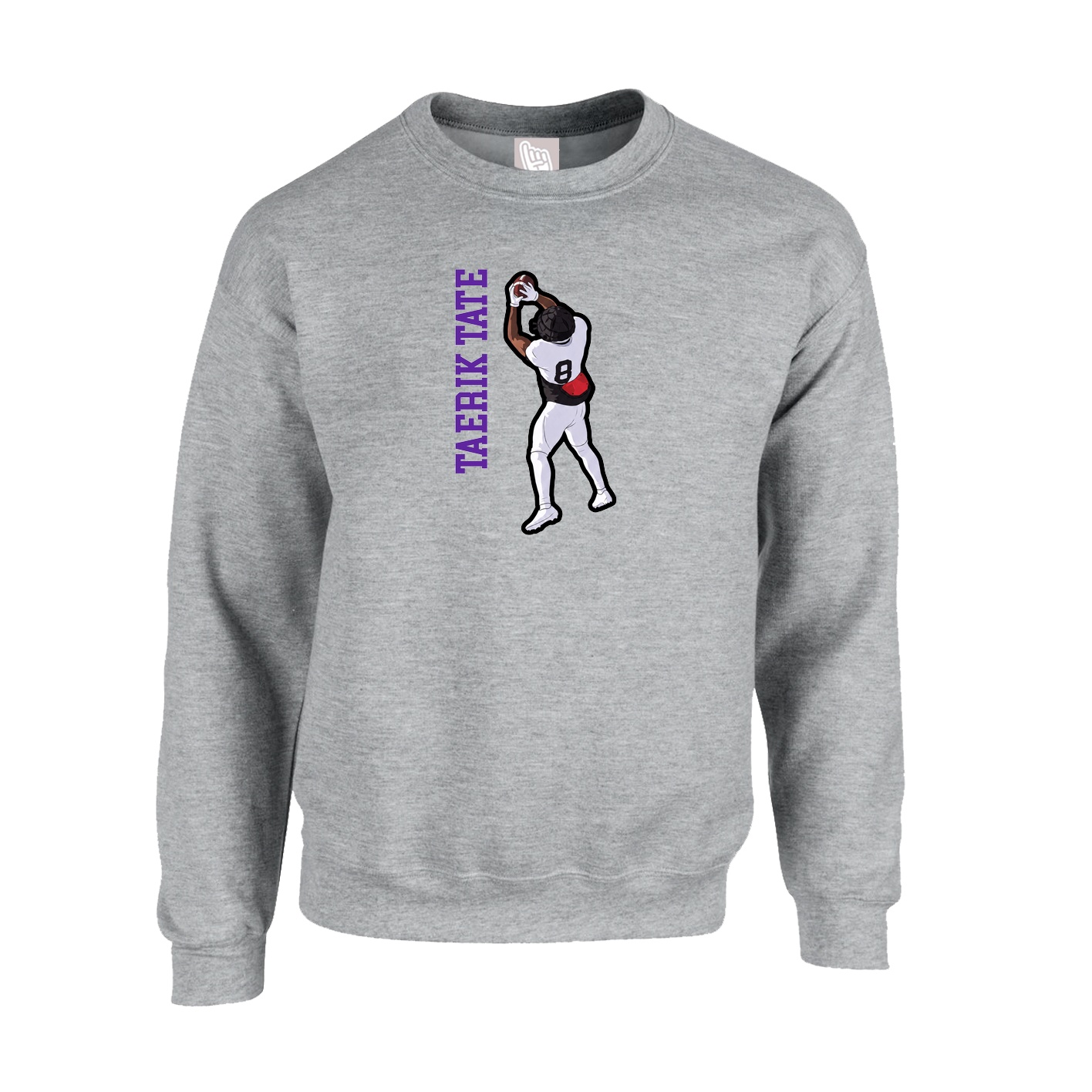 Fleece Crew — Name Vertical in Grey