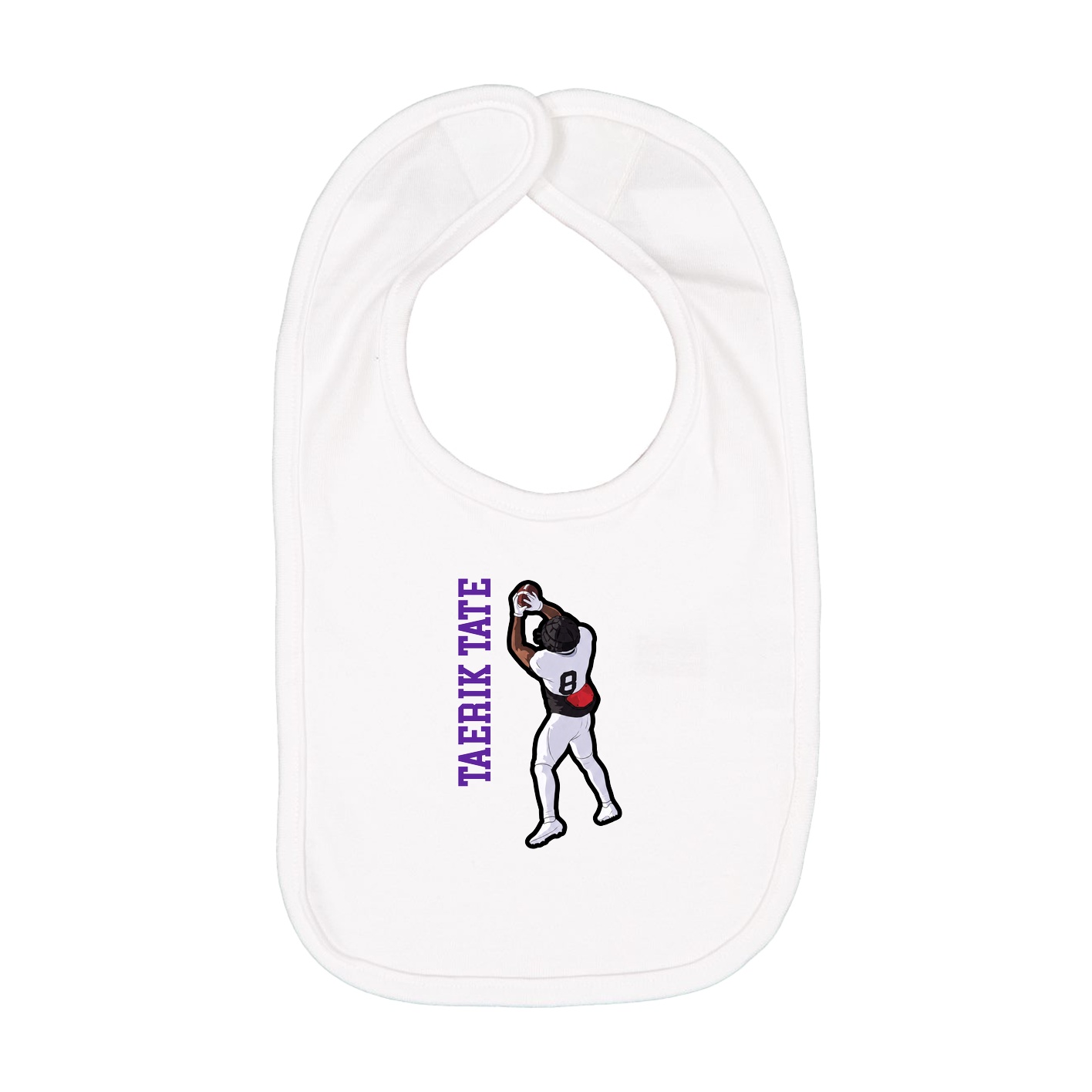 Infant Bib — Name Vertical in White
