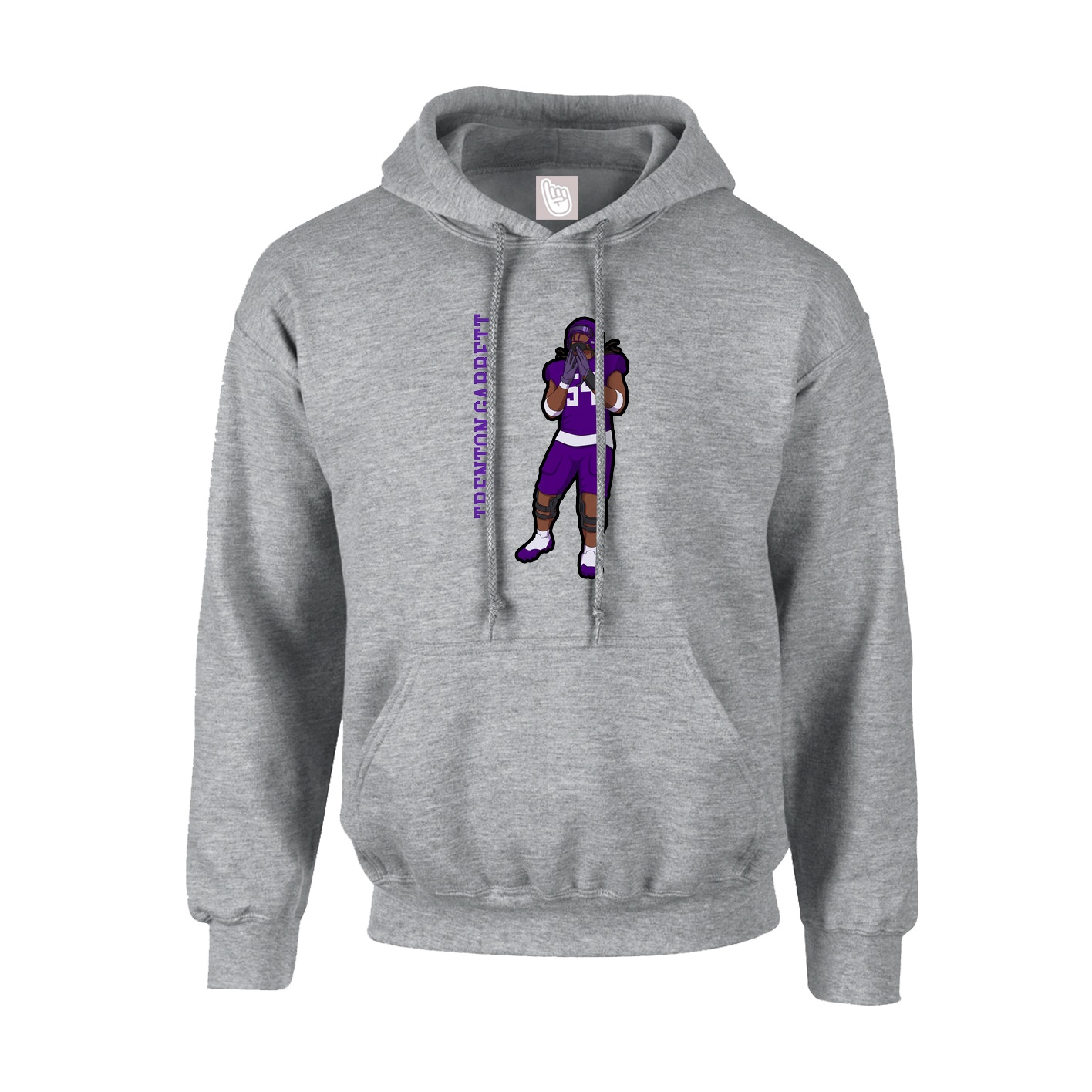Hoodie — Name Vertical in Grey