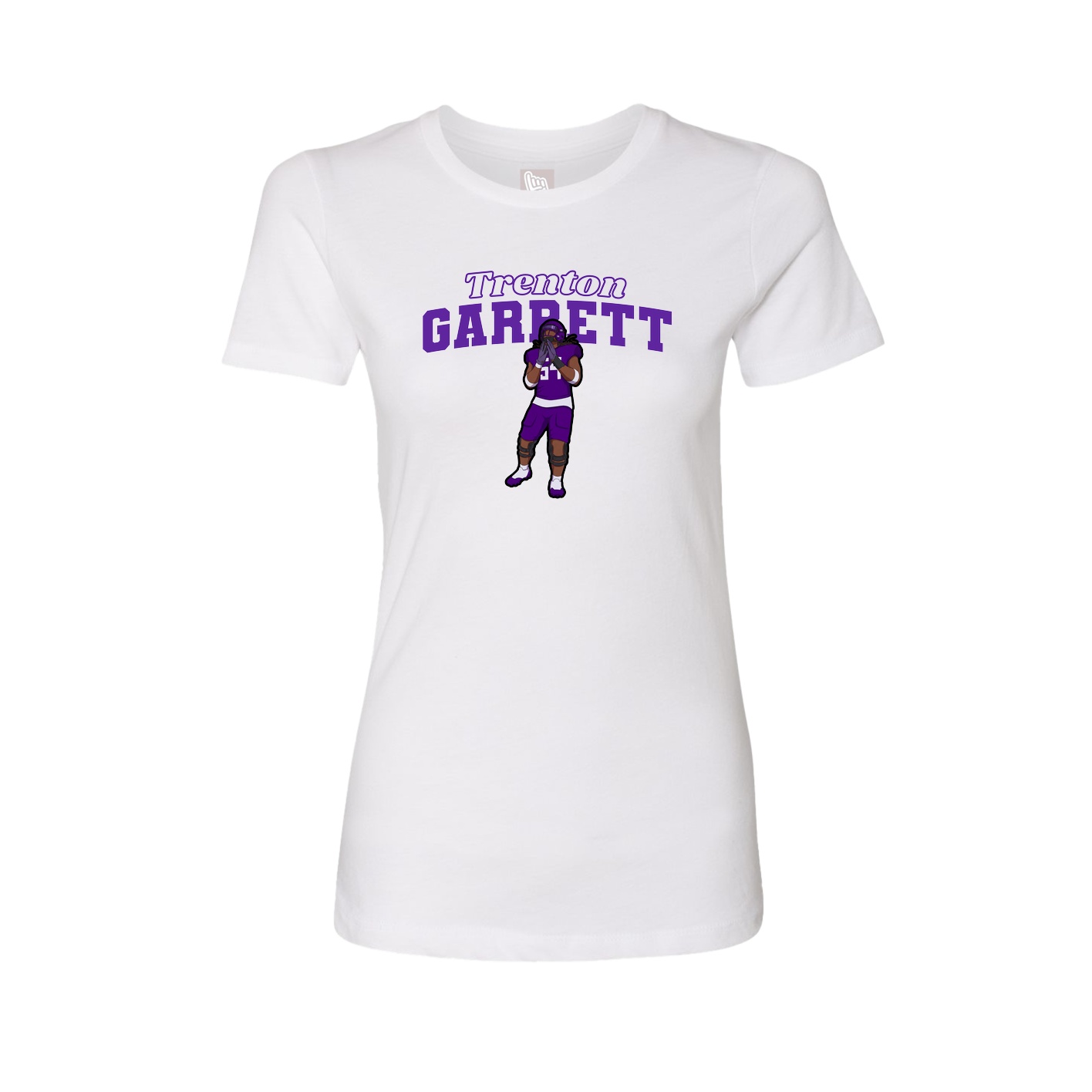Fitted Women's Tee — Name Arch in White