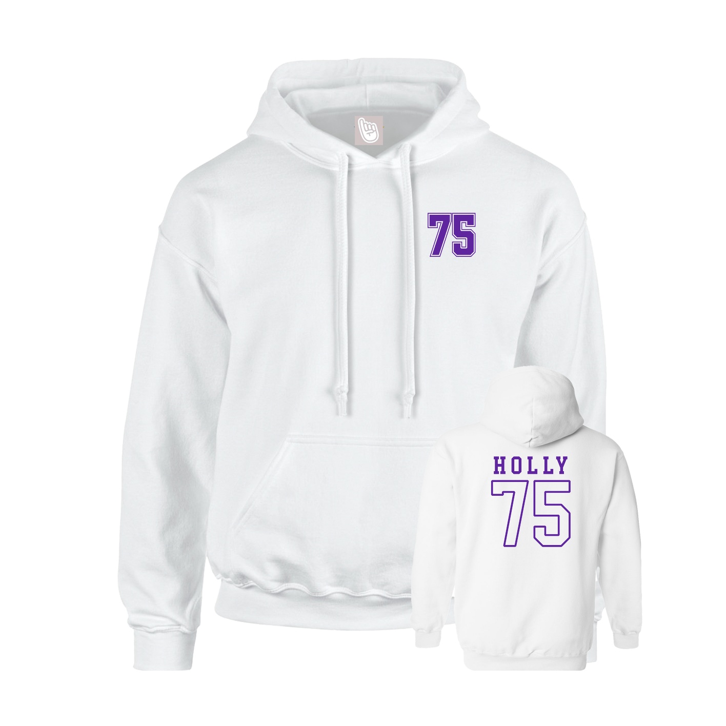 Youth Hoodie — Chest Back in White