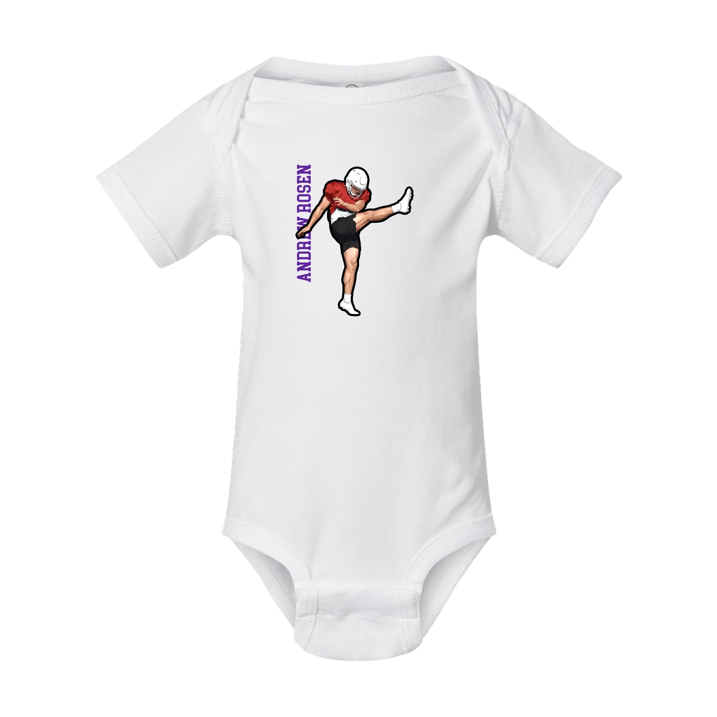 Baby Onesie — Name Vertical in White